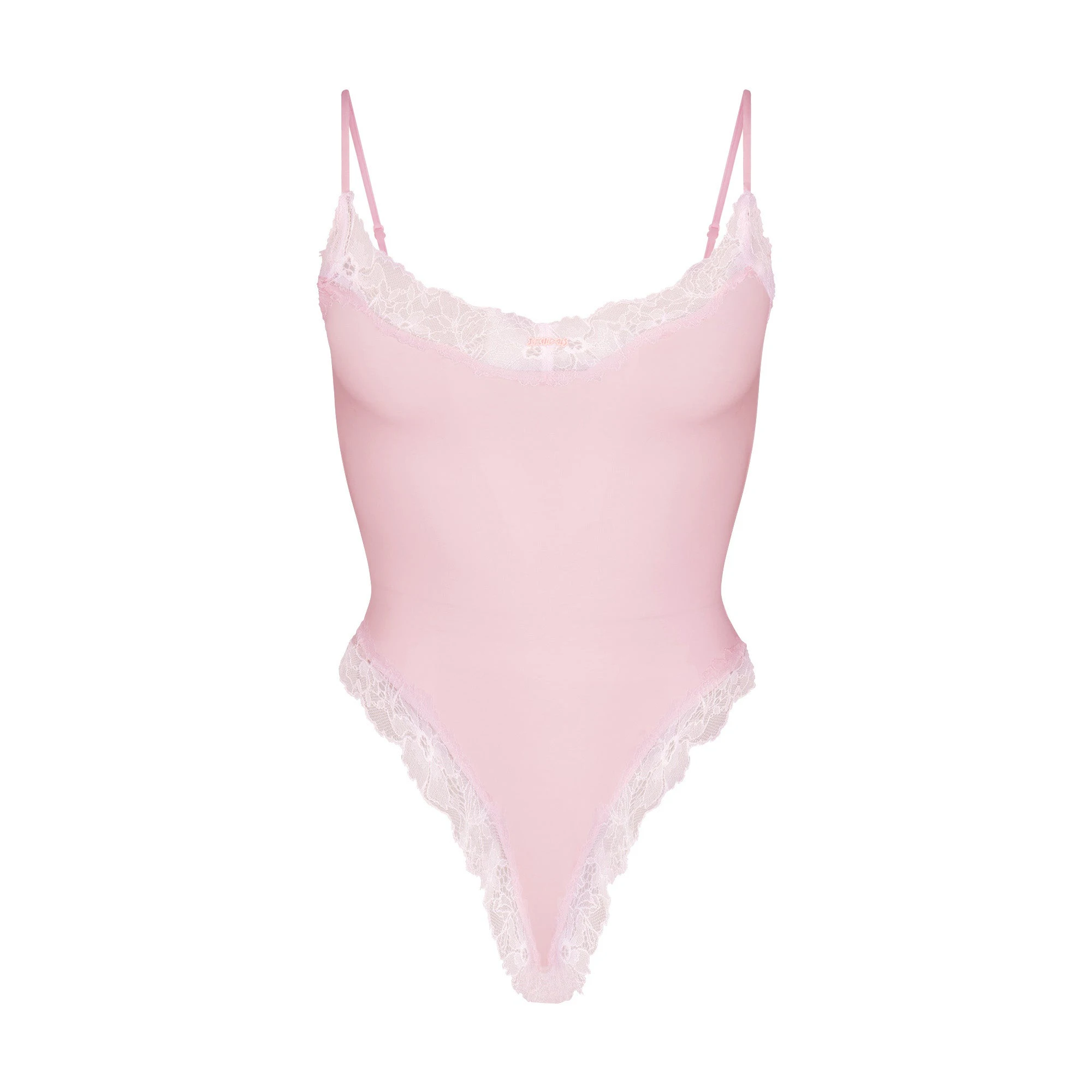 COTTON LACE CAMI BODYSUIT | CHERRY BLOSSOM (BODYSUITS, BODYSUITS) FLAT ON A WHITE BACKGROUND | FLT | FLT