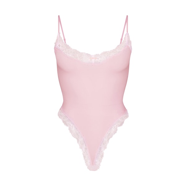 COTTON LACE CAMI BODYSUIT | CHERRY BLOSSOM (BODYSUITS, BODYSUITS) FLAT ON A WHITE BACKGROUND | FLT | FLT