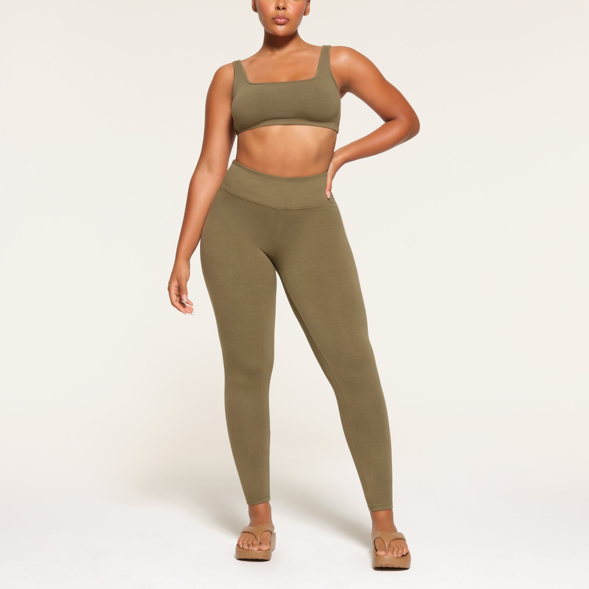 OUTDOOR HIGH WAISTED BANDED LEGGING ARMY XXS