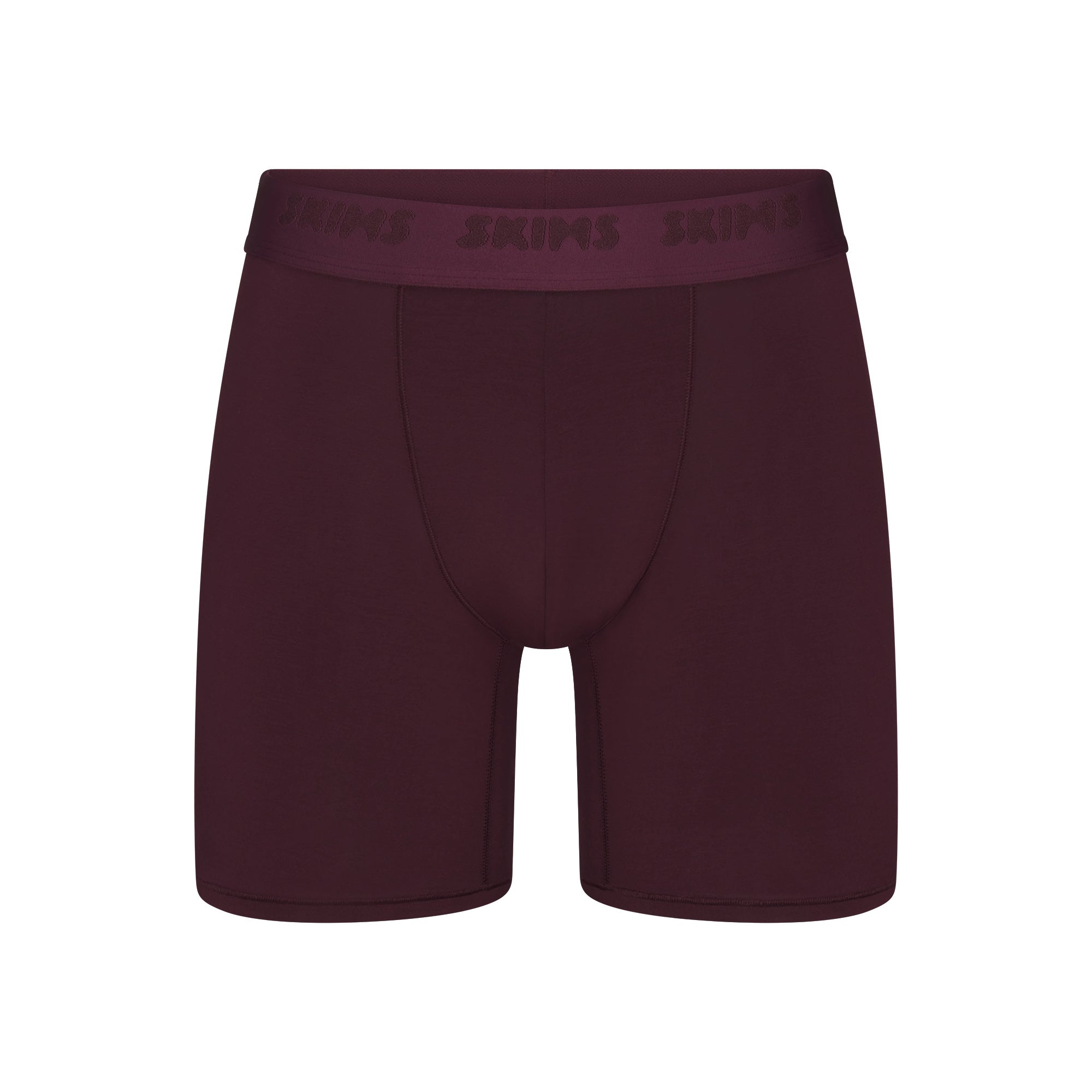 SKIMS STRETCH MENS 5" BOXER BRIEF | CURRANT FLAT ON A WHITE BACKGROUND | FLT