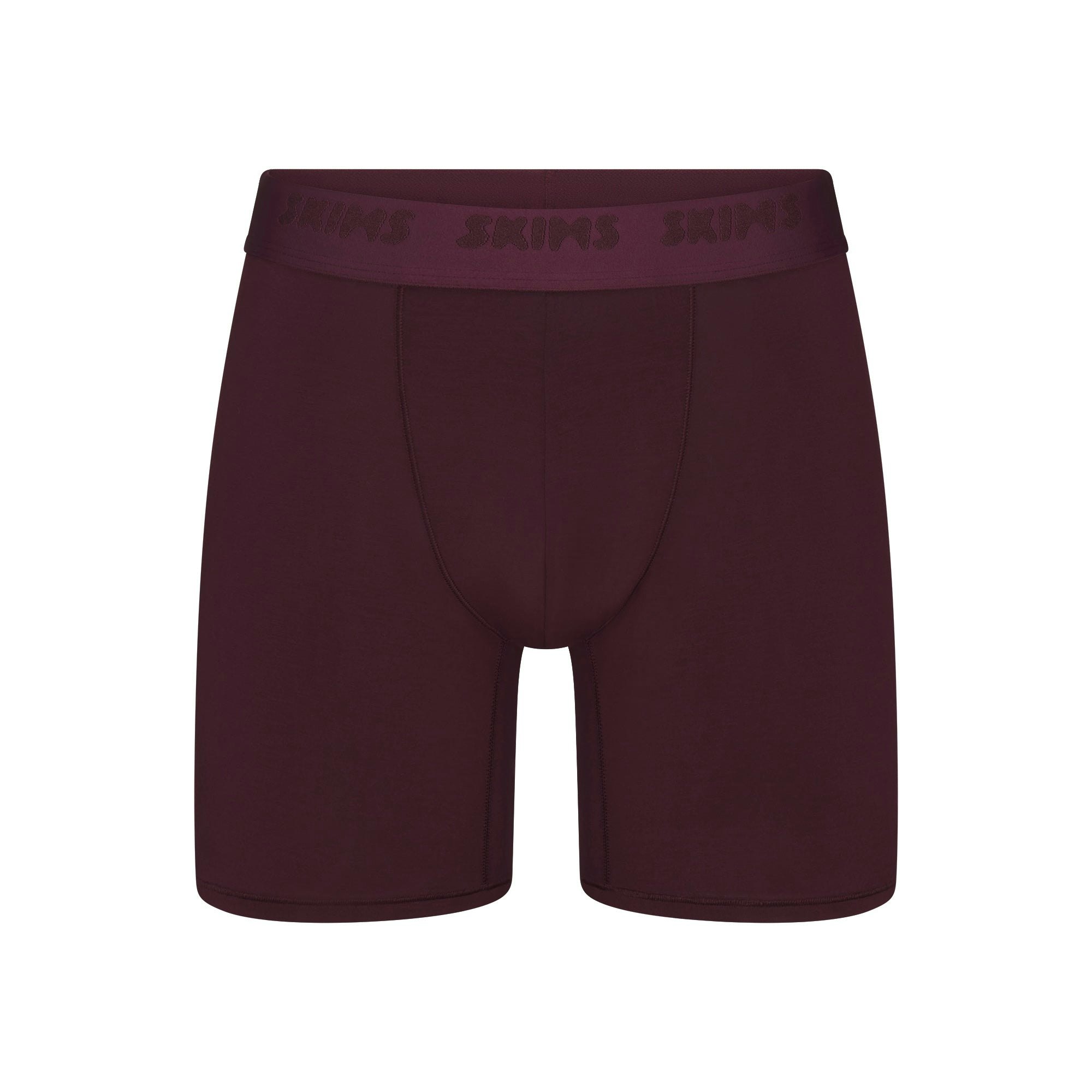 SKIMS STRETCH MENS 5" BOXER BRIEF | CURRANT FLAT ON A WHITE BACKGROUND | FLT