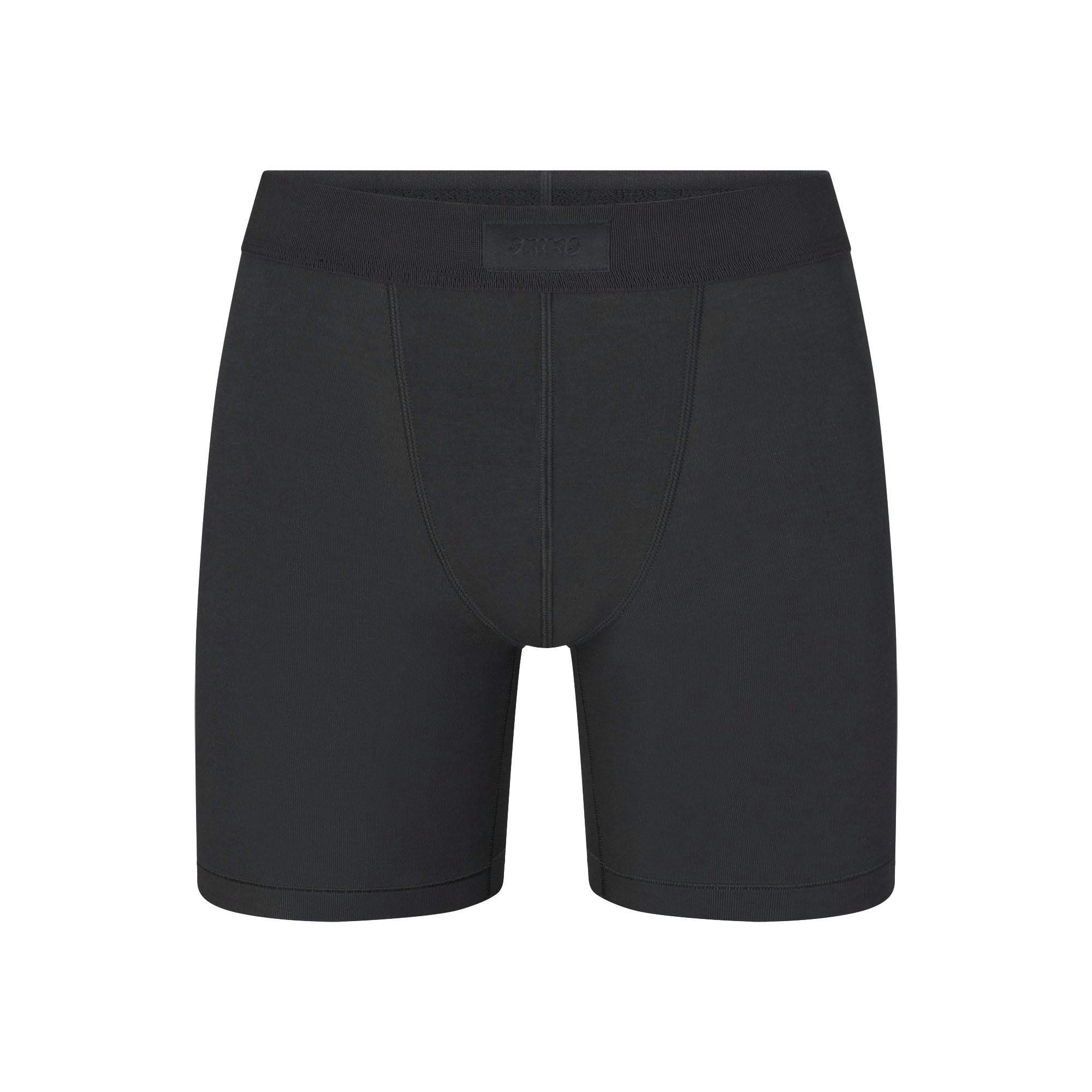 SKIMS COTTON MENS 5" BOXER BRIEF | ONYX (MENS BOXERS, MENS UNDERWEAR) LAYS FLAT ON A WHITE BACKGROUND | FLT