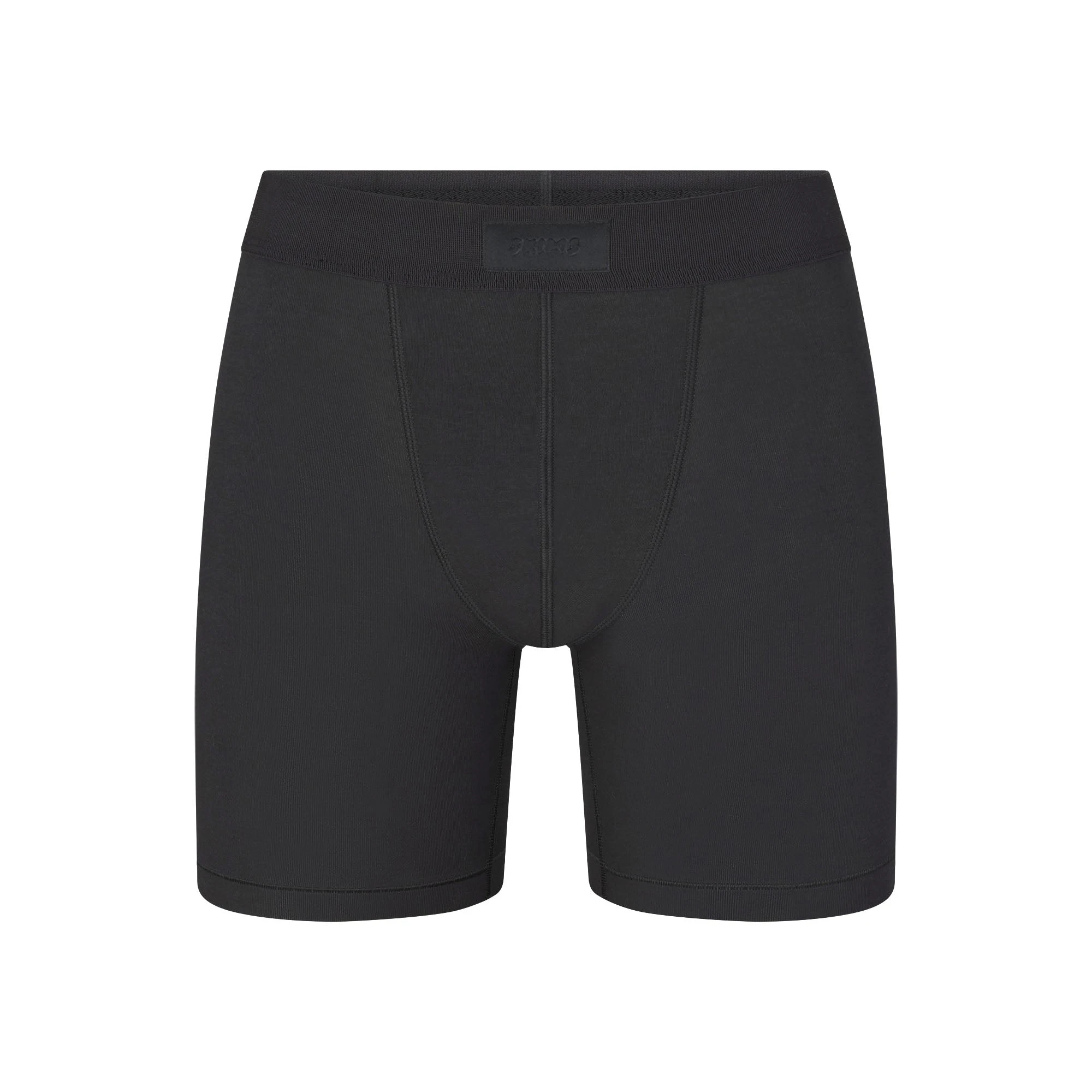 SKIMS COTTON MENS 5" BOXER BRIEF | ONYX (MENS BOXERS, MENS UNDERWEAR) LAYS FLAT ON A WHITE BACKGROUND | FLT