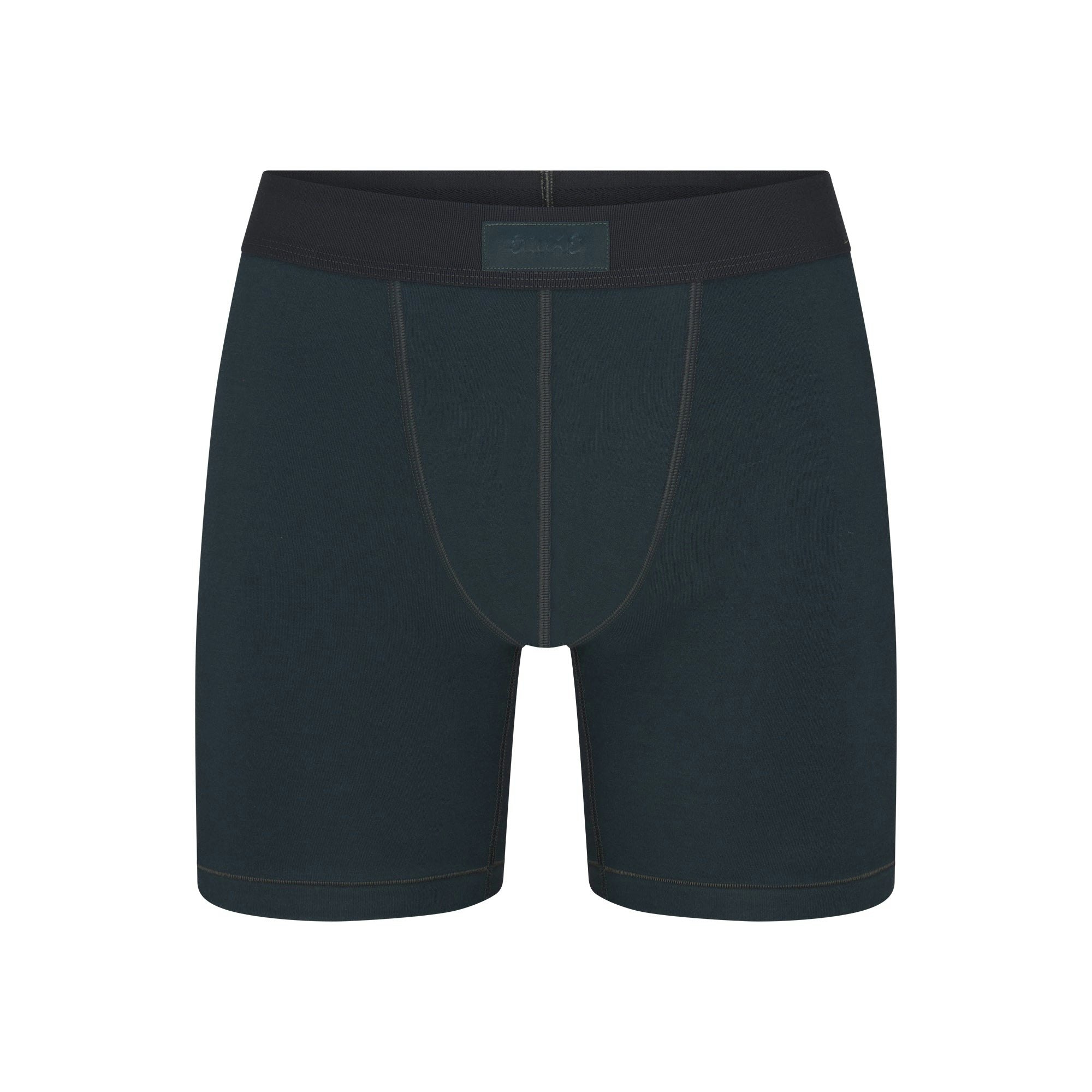 SKIMS COTTON MENS 5" BOXER BRIEF | VERDANT FLAT ON A WHITE BACKGROUND | FLT