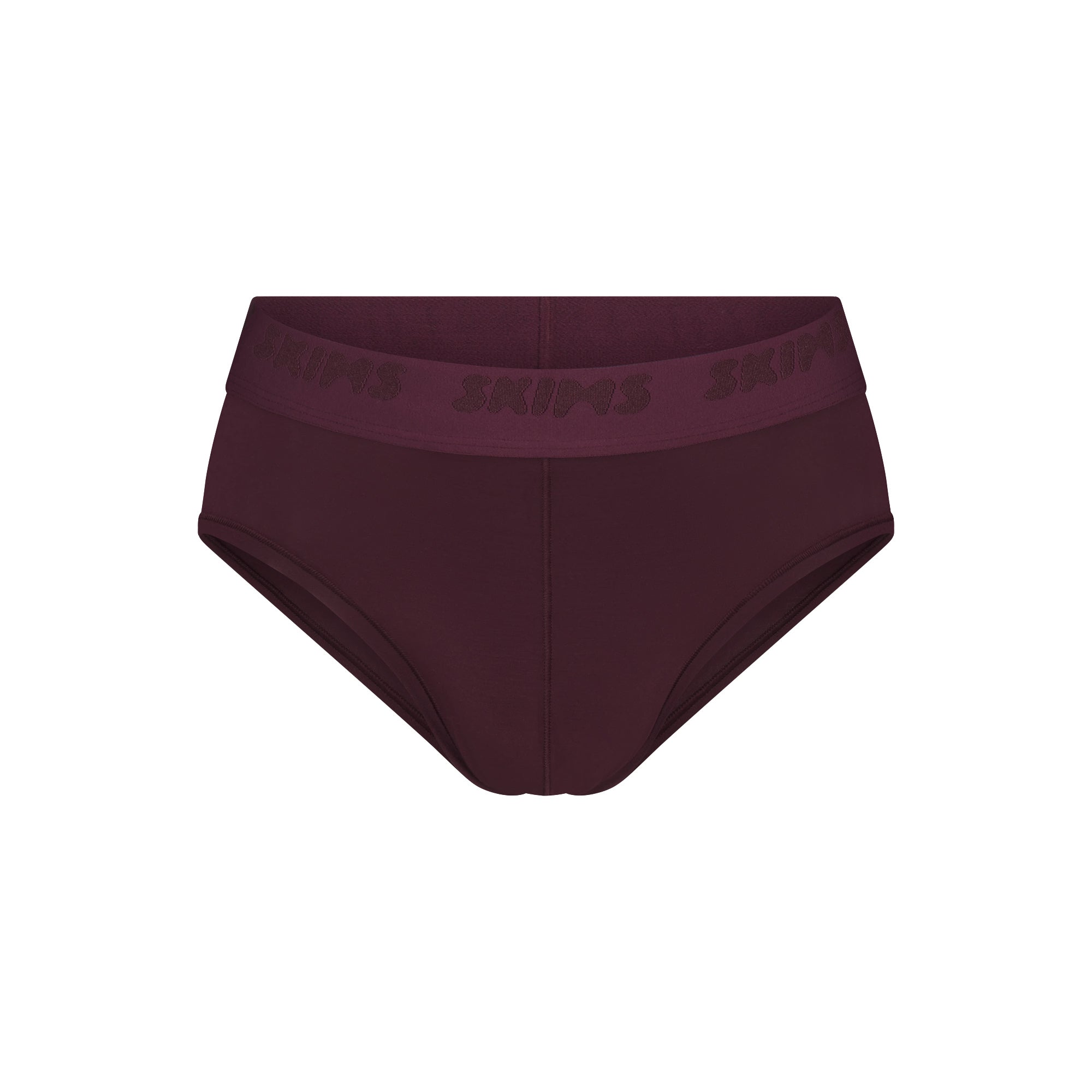SKIMS STRETCH MENS BRIEF | CURRANT FLAT ON A WHITE BACKGROUND | FLT