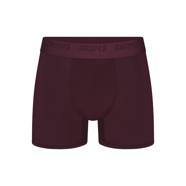 SKIMS STRETCH MENS 3" BOXER BRIEF | CURRANT FLAT ON A WHITE BACKGROUND | FLT