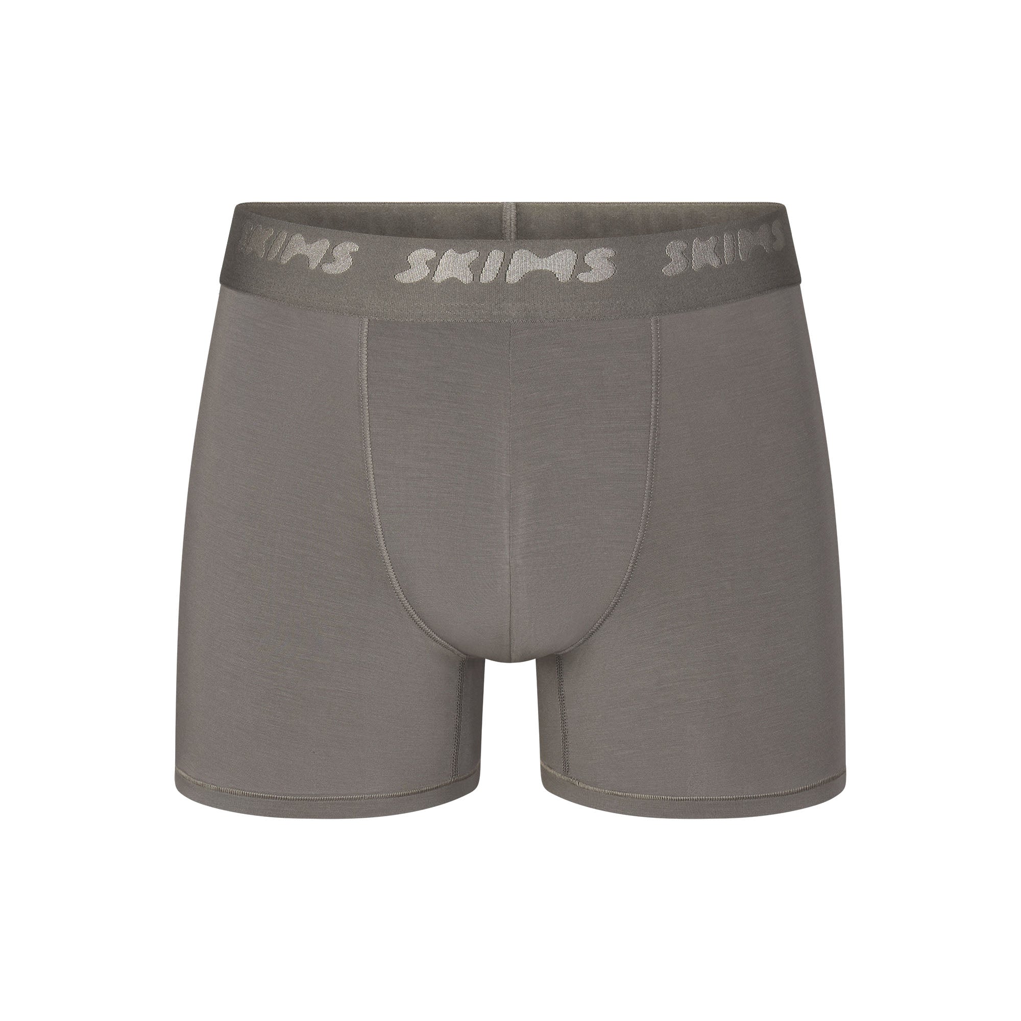 SKIMS STRETCH MENS 3" BOXER BRIEF | GUNMETAL (MENS BOXERS, MENS UNDERWEAR) LAYS FLAT ON A WHITE BACKGROUND | FLT