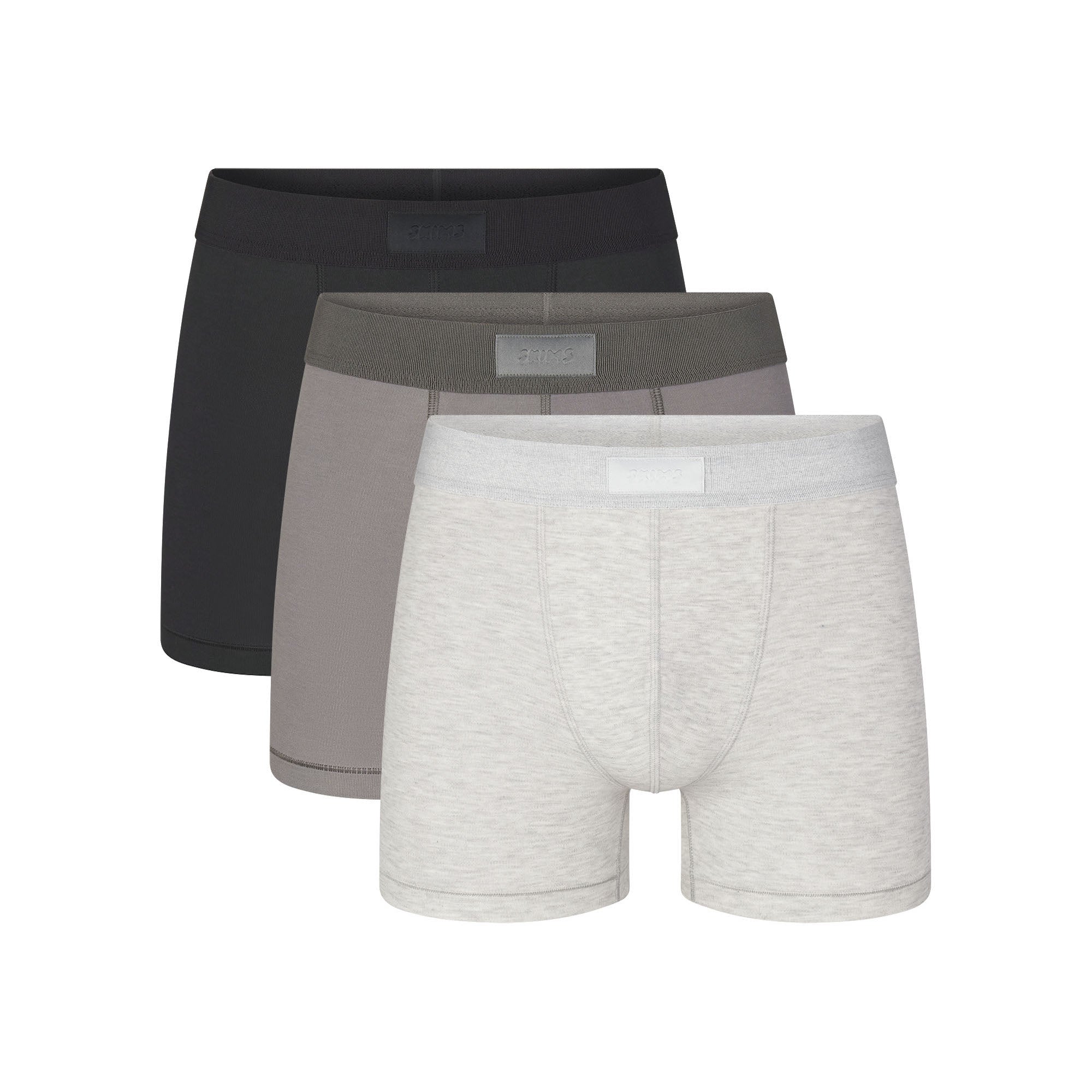 SKIMS COTTON MENS 3 BOXER BRIEF 3 PACK HEATHER MULTI