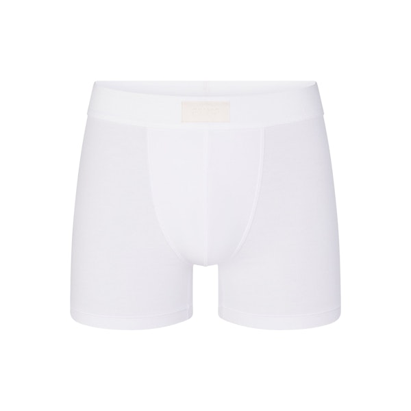 SKIMS COTTON MENS 3" BOXER BRIEF | CHALK (MENS BOXERS, MENS UNDERWEAR) LAYS FLAT ON A WHITE BACKGROUND | FLT