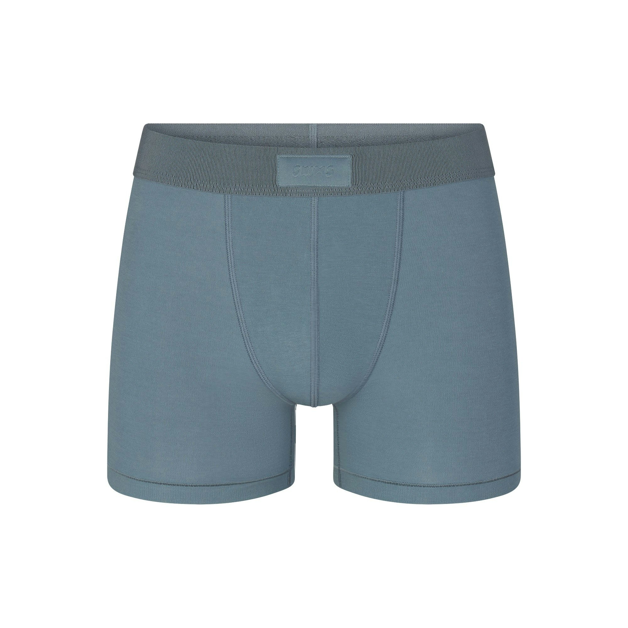 SKIMS COTTON MENS 3" BOXER BRIEF | KYANITE (MENS BOXERS, MENS UNDERWEAR) LAYS FLAT ON A WHITE BACKGROUND | FLT