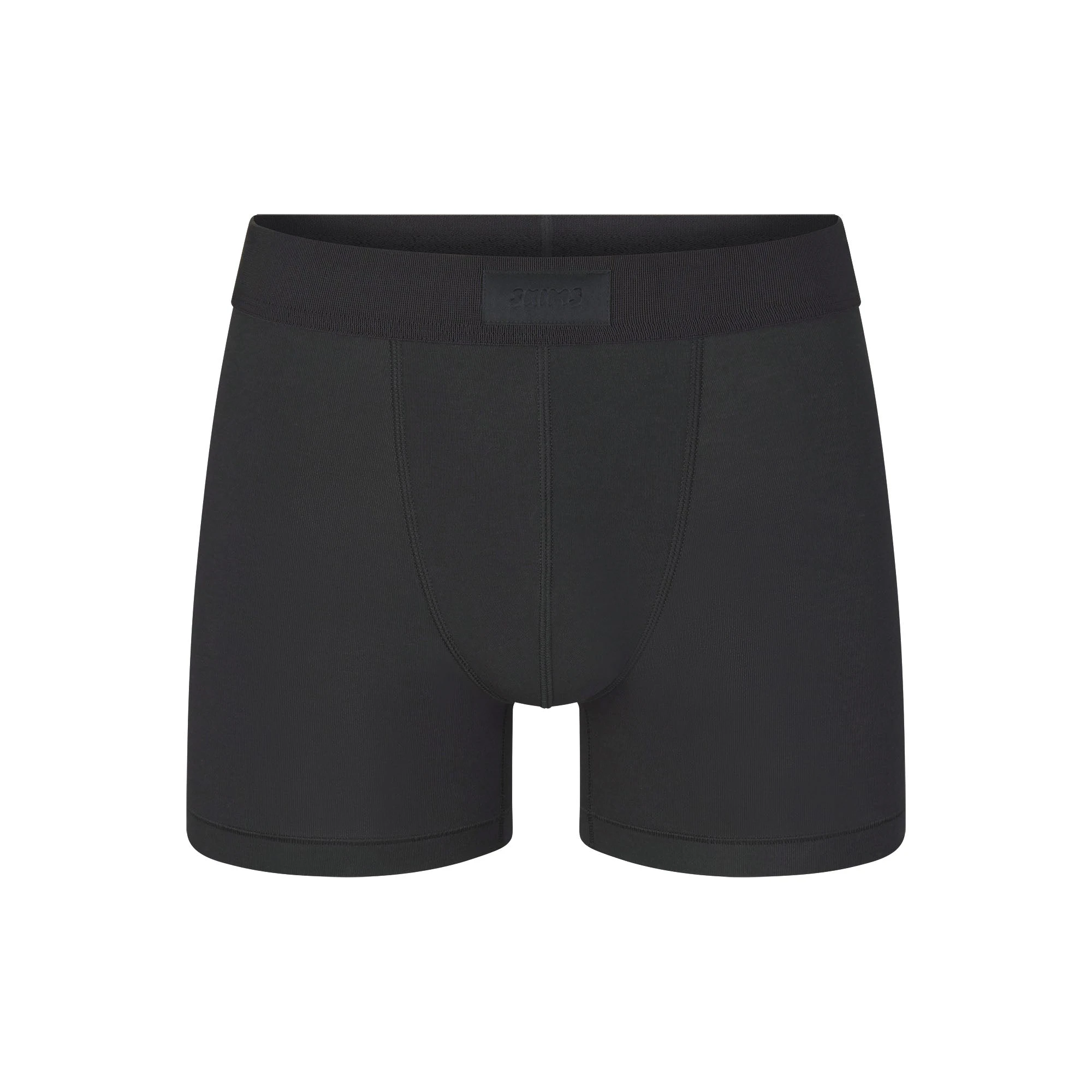 SKIMS COTTON MENS 3" BOXER BRIEF | ONYX (MENS BOXERS, MENS UNDERWEAR) LAYS FLAT ON A WHITE BACKGROUND | FLT