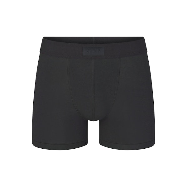 SKIMS COTTON MENS 3" BOXER BRIEF | ONYX (MENS BOXERS, MENS UNDERWEAR) LAYS FLAT ON A WHITE BACKGROUND | FLT