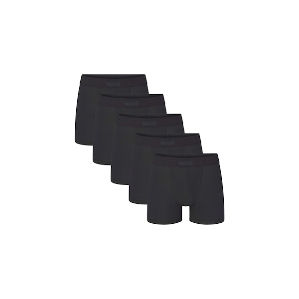 SKIMS COTTON MENS 3" BOXER BRIEF 5-PACK | ONYX (MENS BOXERS) FLAT ON A WHITE BACKGROUND | FLT | FOCUS: 0.0, 1.0, 0.9