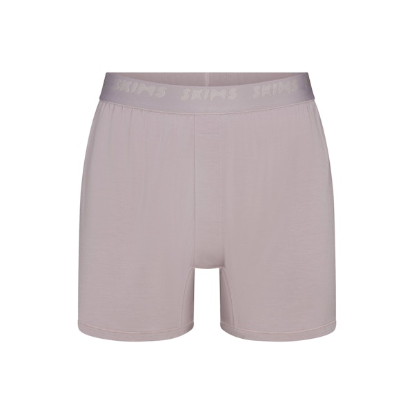 SKIMS STRETCH MENS KNIT BOXER | OYSTER FLAT ON A WHITE BACKGROUND | FLT