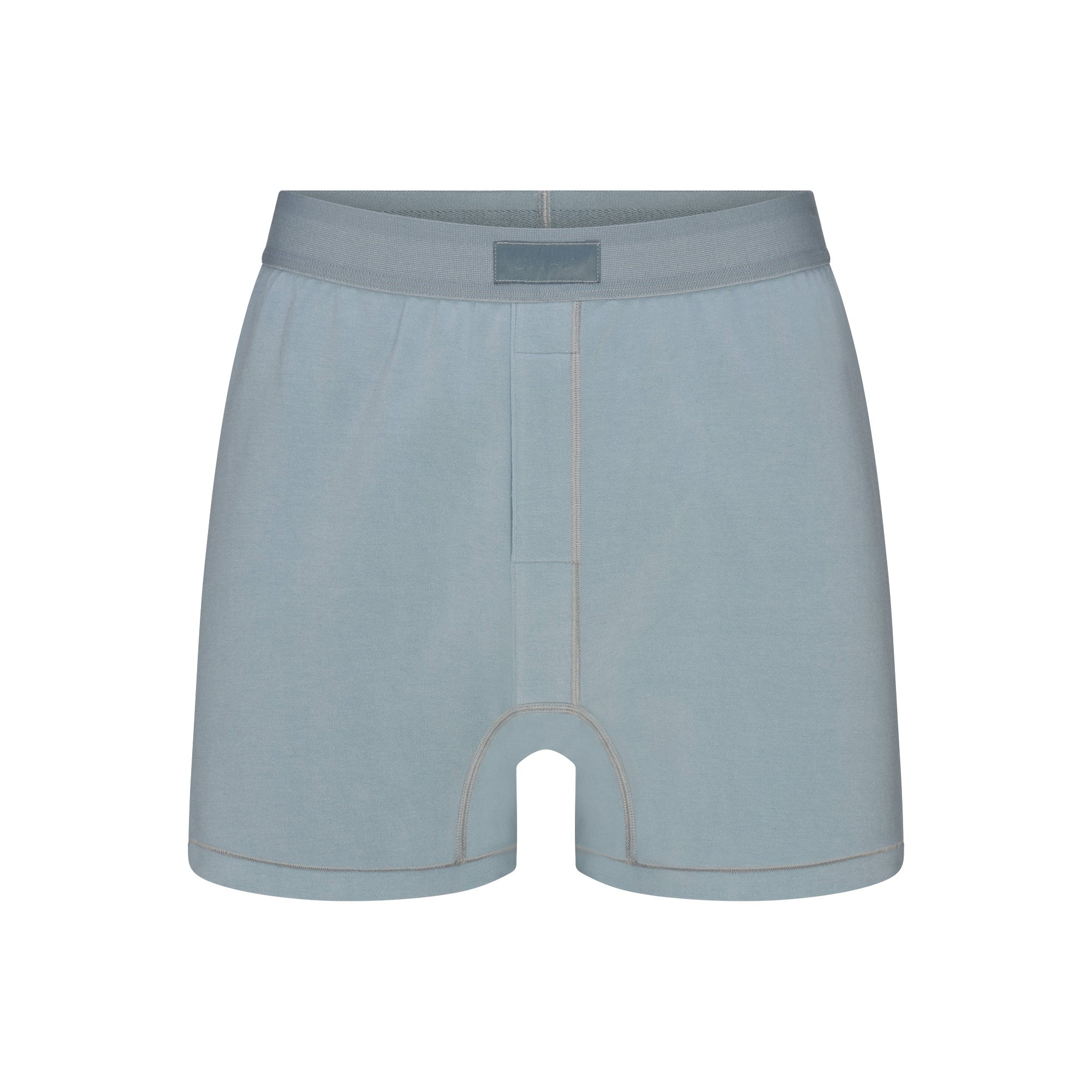 SKIMS COTTON MENS KNIT BOXER | SKY FLAT ON A WHITE BACKGROUND | FLT