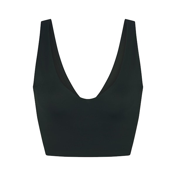 NikeSKIMS MATTE V-NECK BRA TOP | DARK TEAL FLAT ON A WHITE BACKGROUND | FLT