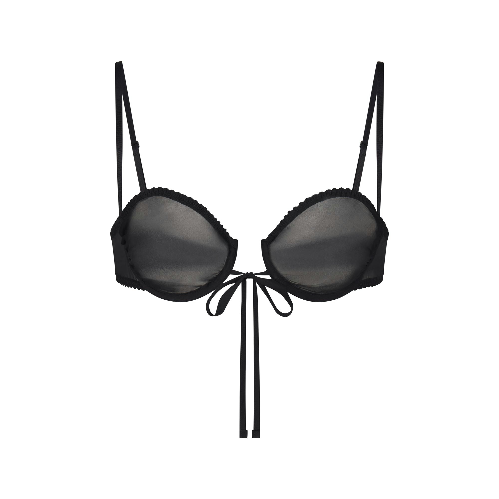 SKIMS ROMANCE BALCONETTE BRA | ONYX (BALCONETTE BRAS) LAYS FLAT ON A WHITE BACKGROUND | FLT
