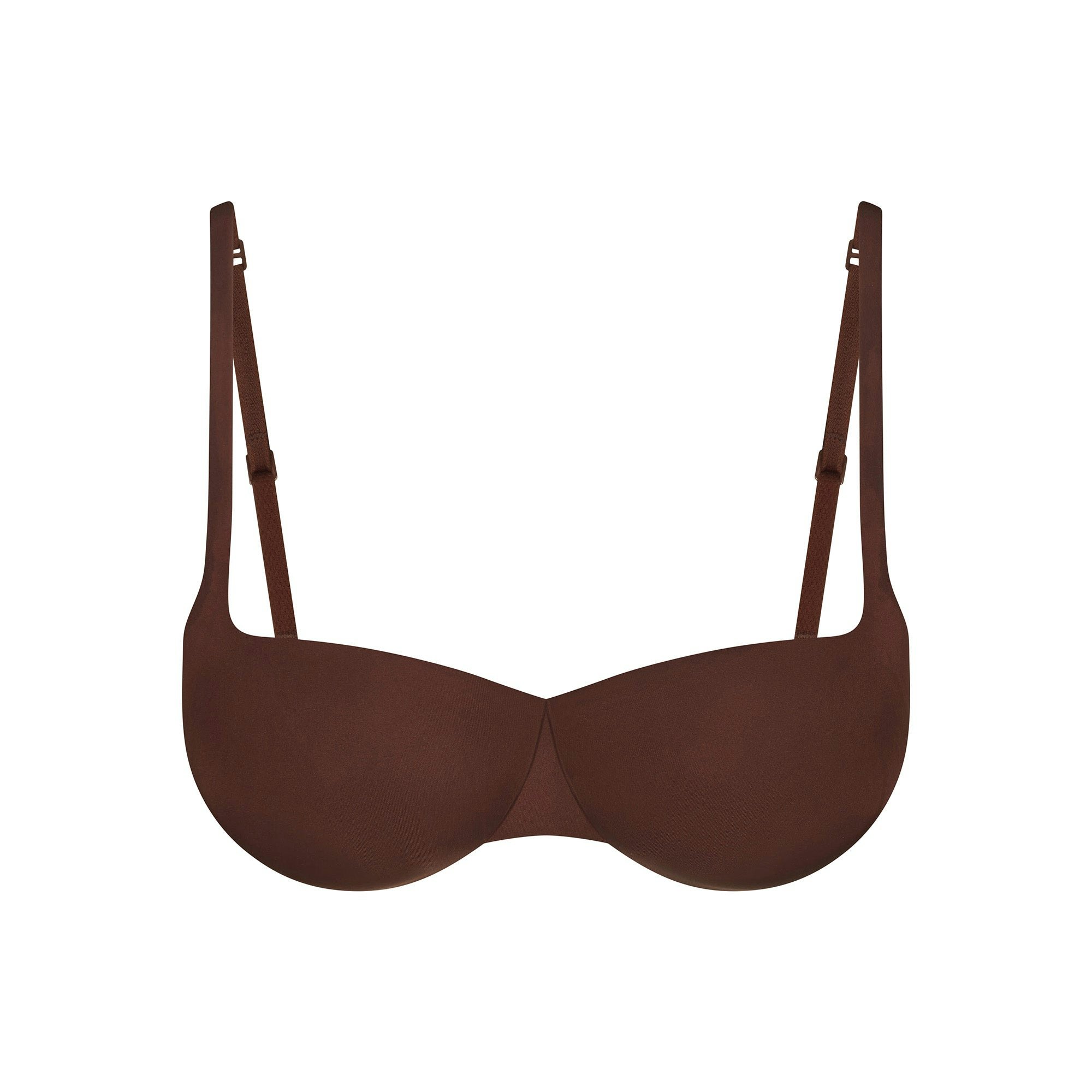 SKIMS ULTIMATE BALCONETTE PUSH-UP BRA | COCOA FLAT ON A WHITE BACKGROUND | FLT | FLT