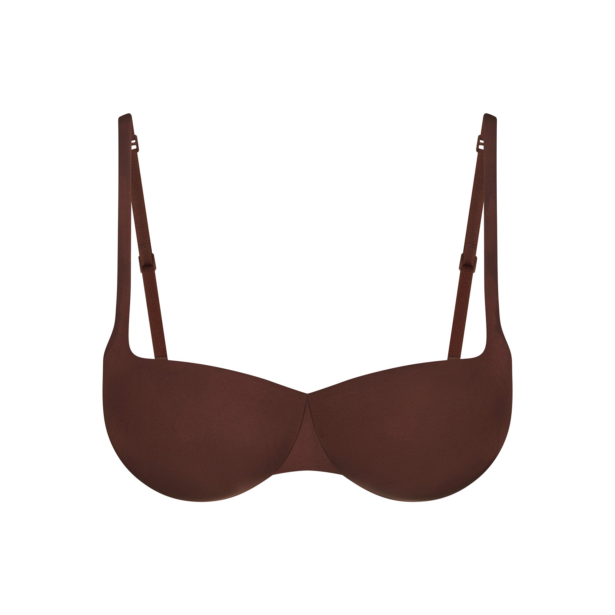 SKIMS ULTIMATE BALCONETTE PUSH-UP BRA | COCOA FLAT ON A WHITE BACKGROUND | FLT | FLT