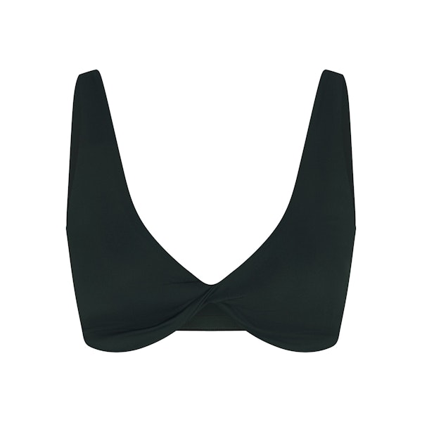 NikeSKIMS MATTE TWIST-FRONT BRA | DARK TEAL FLAT ON A WHITE BACKGROUND | FLT
