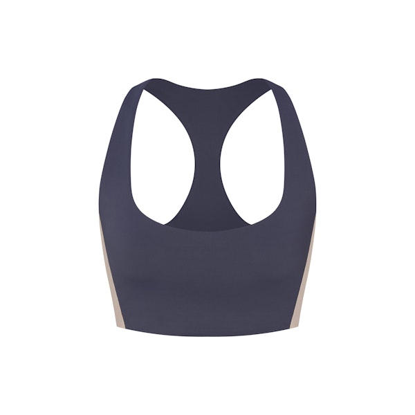 NikeSKIMS MATTE AND SHINE RACERBACK LONGLINE BRA | DEEP ROYAL/STONE FLAT ON A WHITE BACKGROUND | FLT
