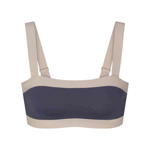 NikeSKIMS MATTE AND SHINE STRAIGHT NECK BRA | DEEP ROYAL/STONE FLAT ON A WHITE BACKGROUND | FLT