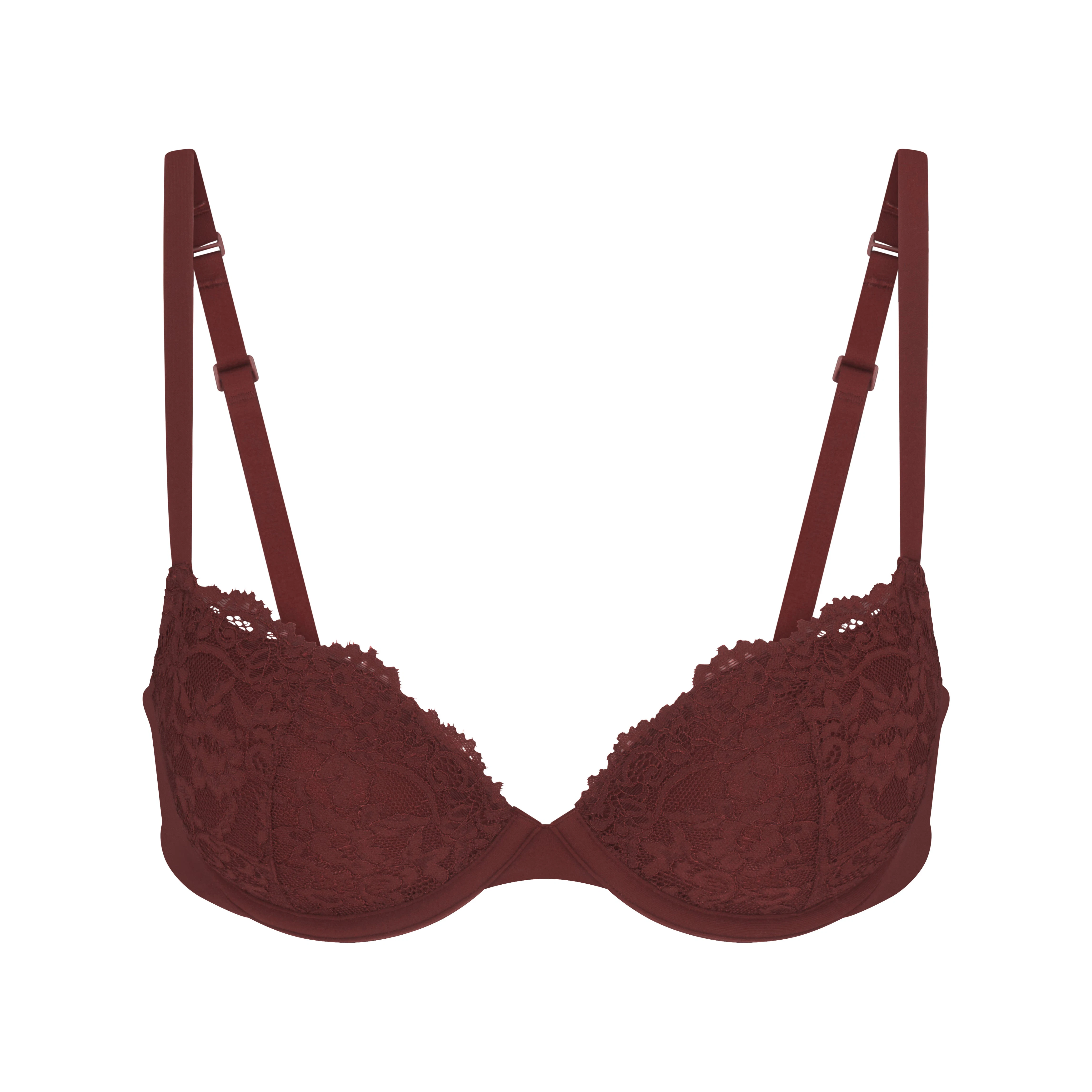 FITS EVERYBODY LACE PUSH-UP BRA | OXBLOOD FLAT ON A WHITE BACKGROUND | FLT