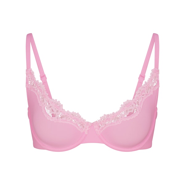 FITS EVERYBODY LACE UNLINED SCOOP BRA | BUBBLEGUM TONAL FLAT ON A WHITE BACKGROUND @ | FLT