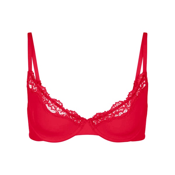 FITS EVERYBODY LACE UNLINED SCOOP BRA | CAYENNE FLAT ON A WHITE BACKGROUND | FLT