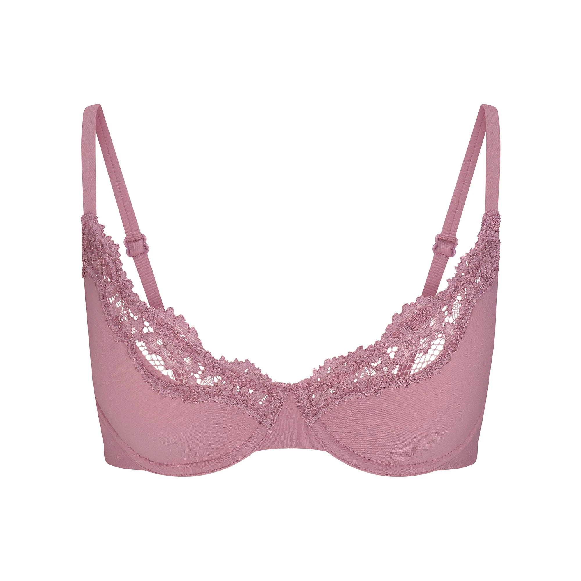 FITS EVERYBODY LACE UNLINED SCOOP BRA | MUTED MAUVE & LAYS FLAT ON A WHITE BACKGROUND | FLT