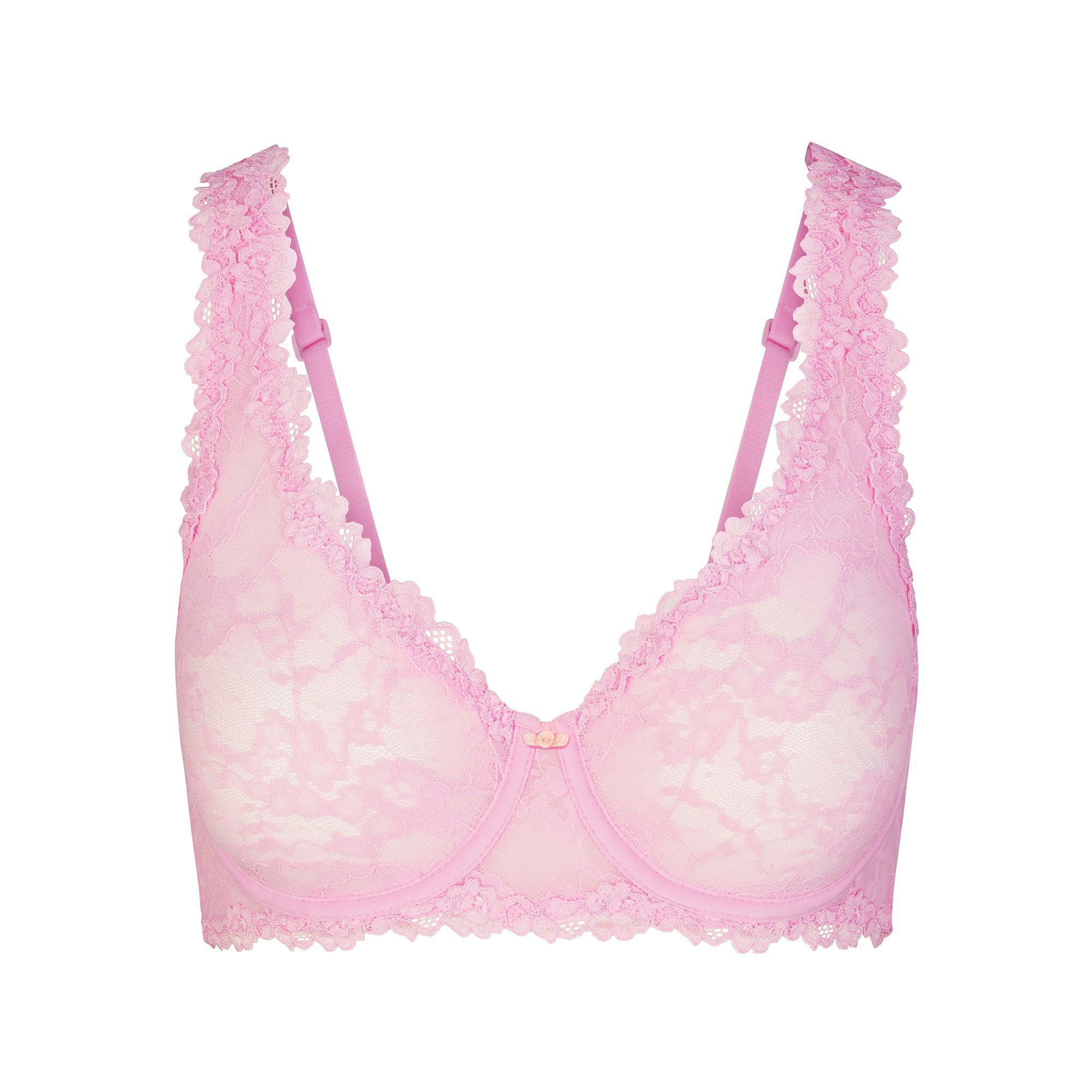 STRETCH LACE UNLINED FULL COVERAGE BRA | COTTON CANDY (FULL COVERAGE BRAS) LAYS FLAT ON A WHITE BACKGROUND | FLT
