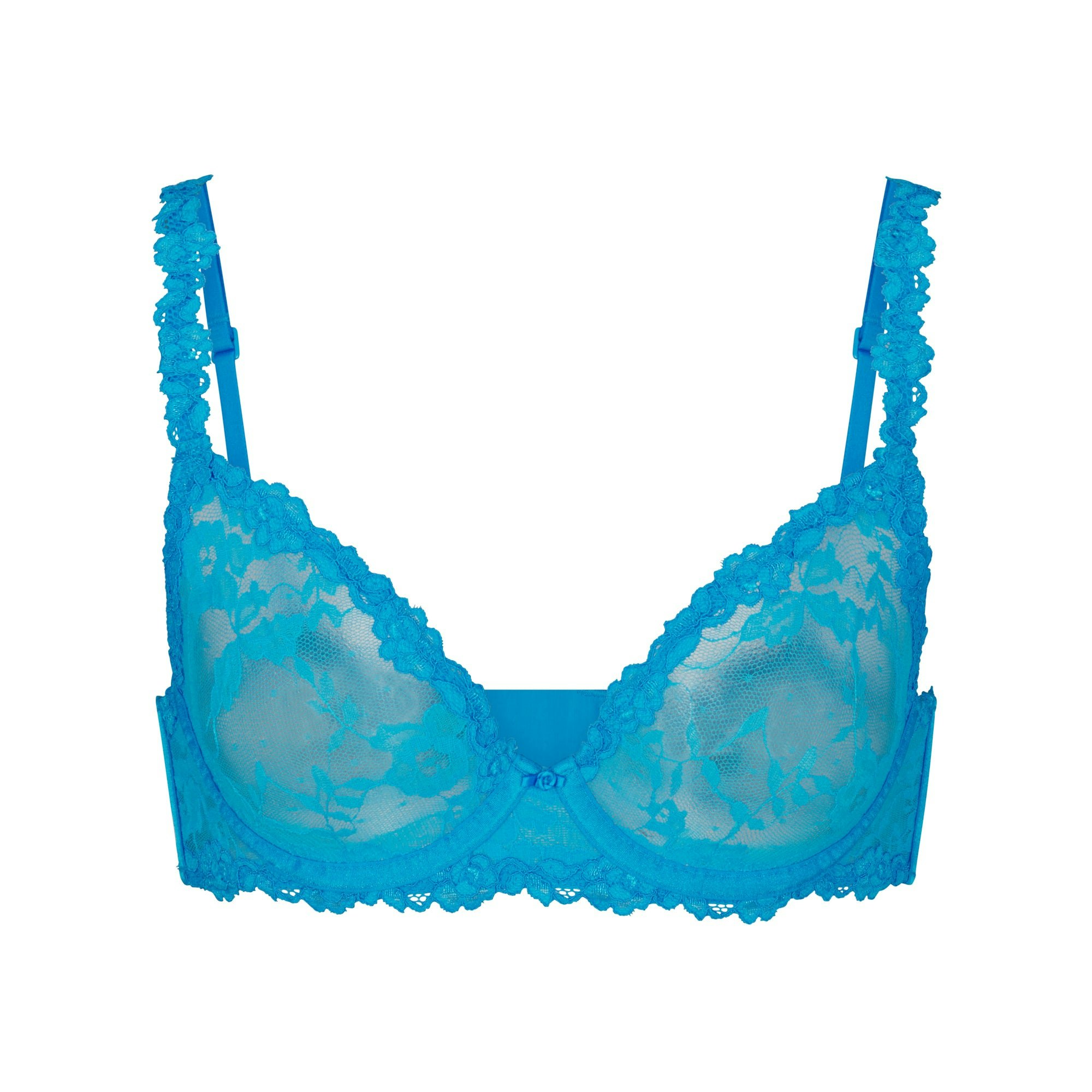 STRETCH LACE UNLINED DEMI BRA | MYKONOS (DEMI BRAS) LAYS FLAT ON A WHITE BACKGROUND | FLT