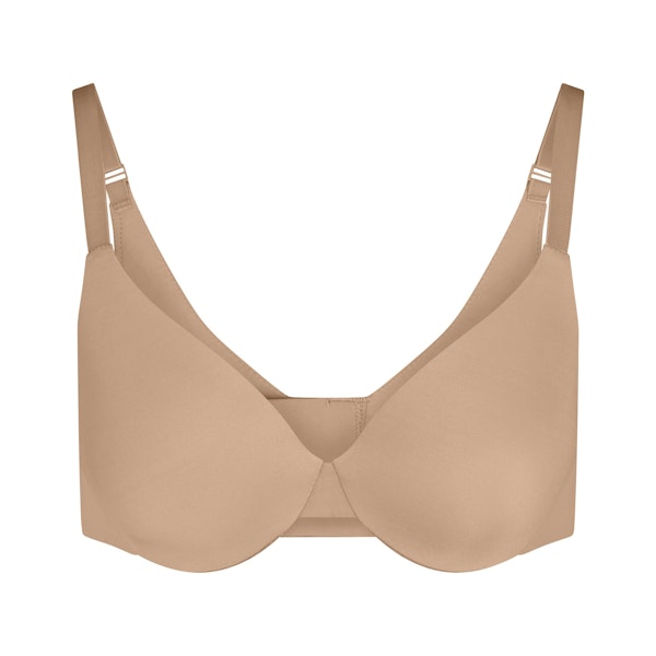 SMOOTHING INTIMATES FULL COVERAGE BRA | CLAY (PLUNGE BRAS) FLAT ON A WHITE BACKGROUND | FLT