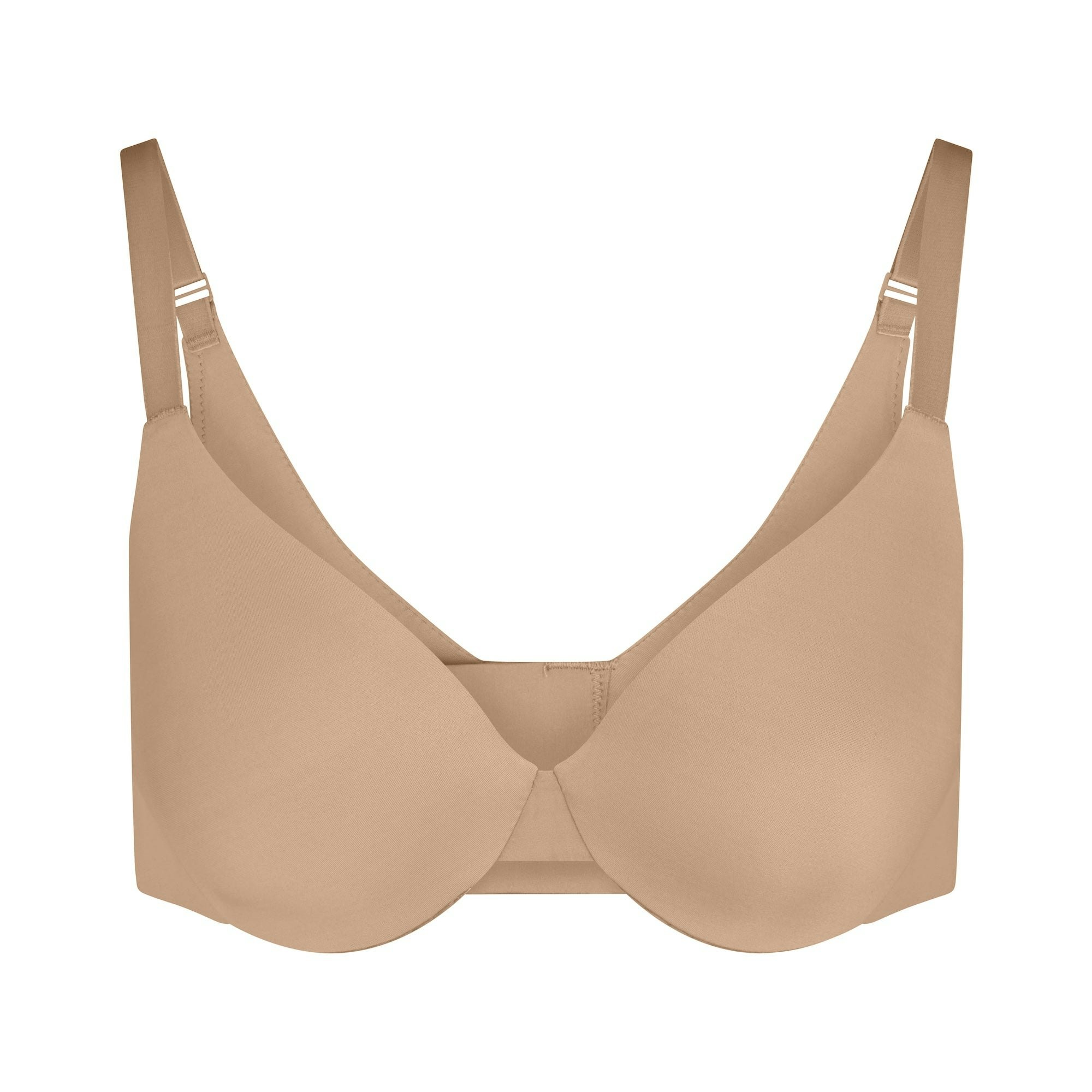 SMOOTHING INTIMATES FULL COVERAGE BRA | CLAY (PLUNGE BRAS) FLAT ON A WHITE BACKGROUND | FLT