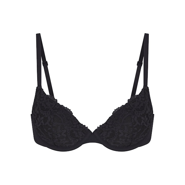 FITS EVERYBODY LACE T-SHIRT BRA | ONYX (DEMI BRAS) LAYS FLAT ON A WHITE BACKGROUND | FLT