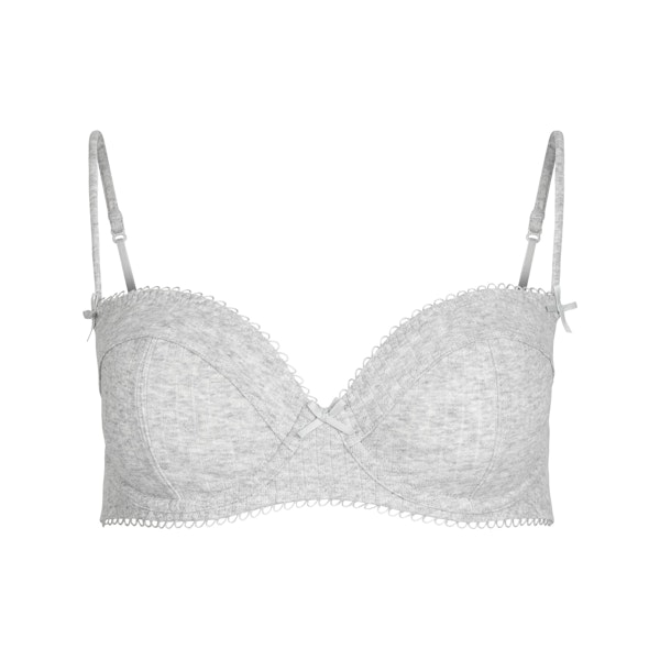POINTELLE UNLINED BALCONETTE BRA | LIGHT HEATHER GREY FLAT ON A WHITE BACKGROUND | FLT