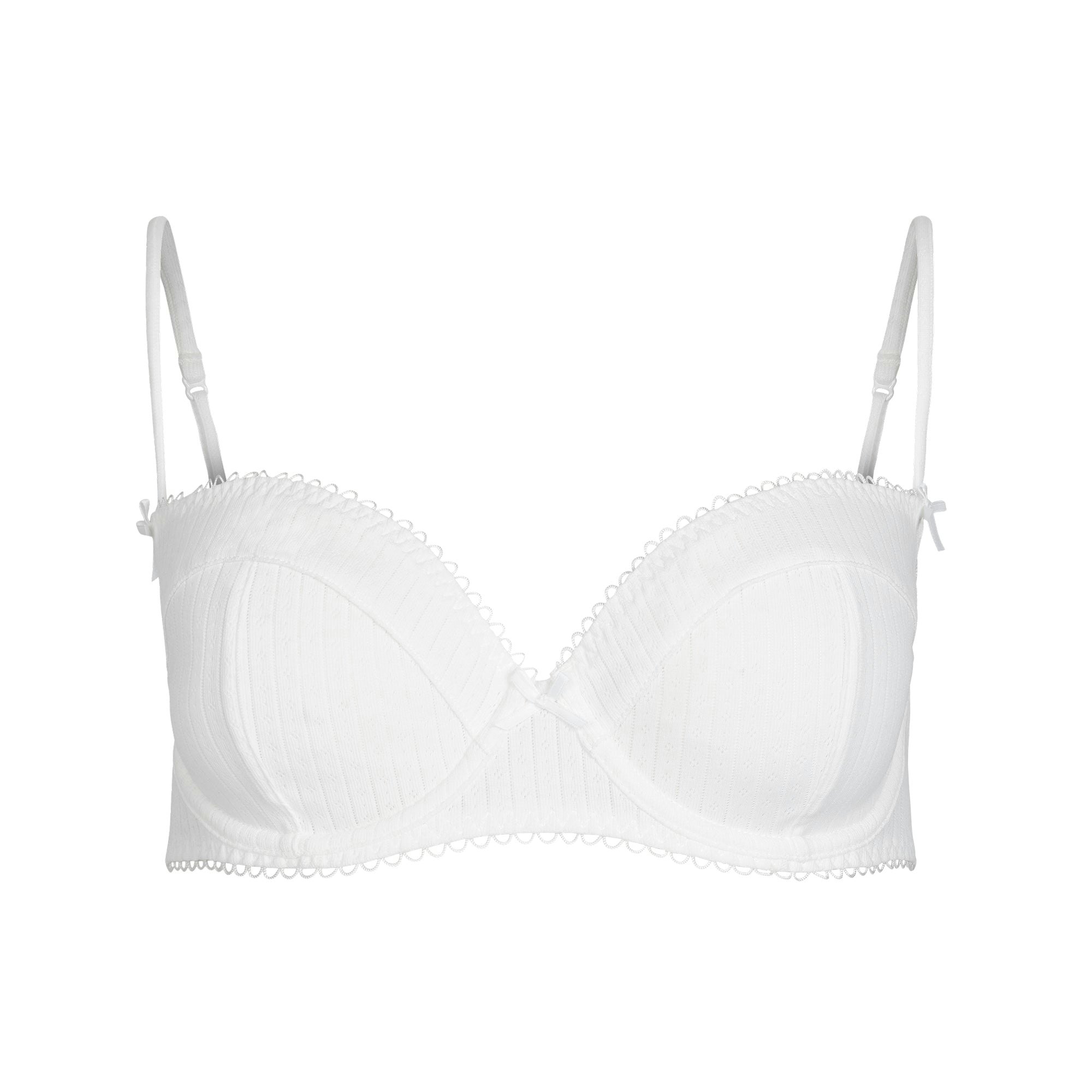 POINTELLE UNLINED BALCONETTE BRA | SNOW FLAT ON A WHITE BACKGROUND | FLT