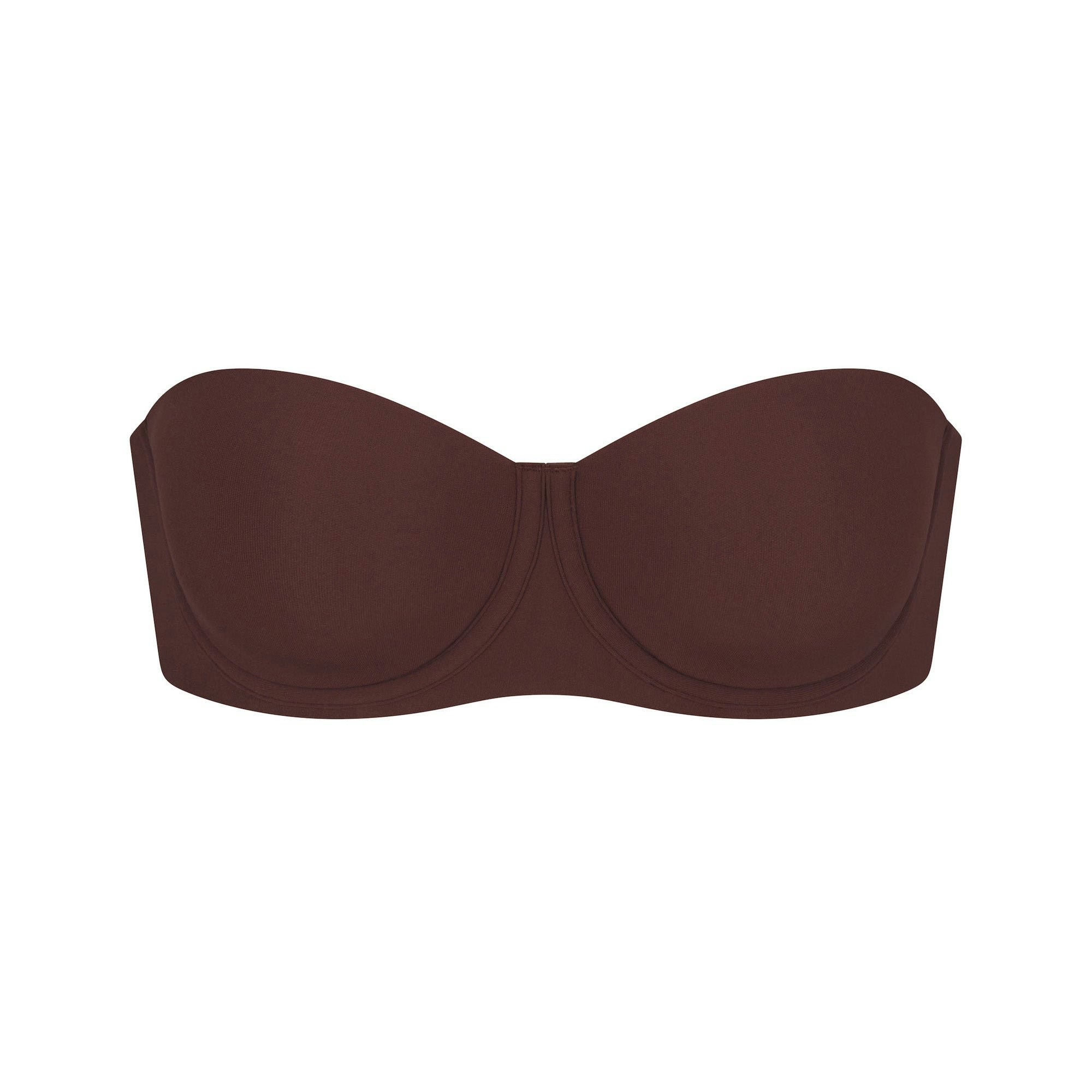 FITS EVERYBODY STRAPLESS BRA | COCOA (STRAPLESS BRAS) LAYS FLAT ON A WHITE BACKGROUND | FLT
