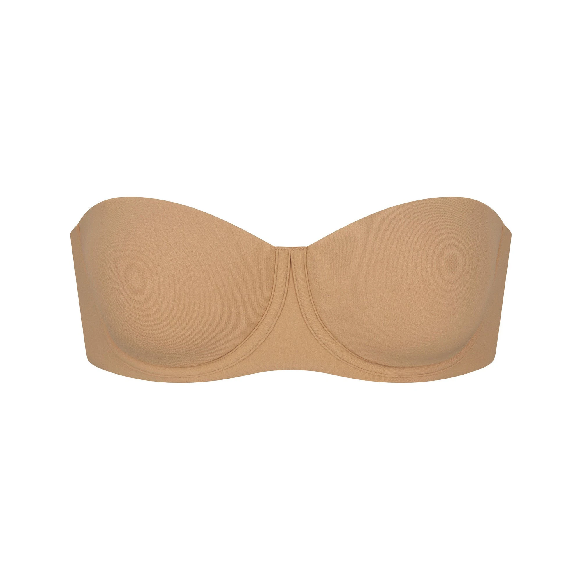 FITS EVERYBODY STRAPLESS BRA | OCHRE (STRAPLESS BRAS) LAYS FLAT ON A WHITE BACKGROUND | FLT