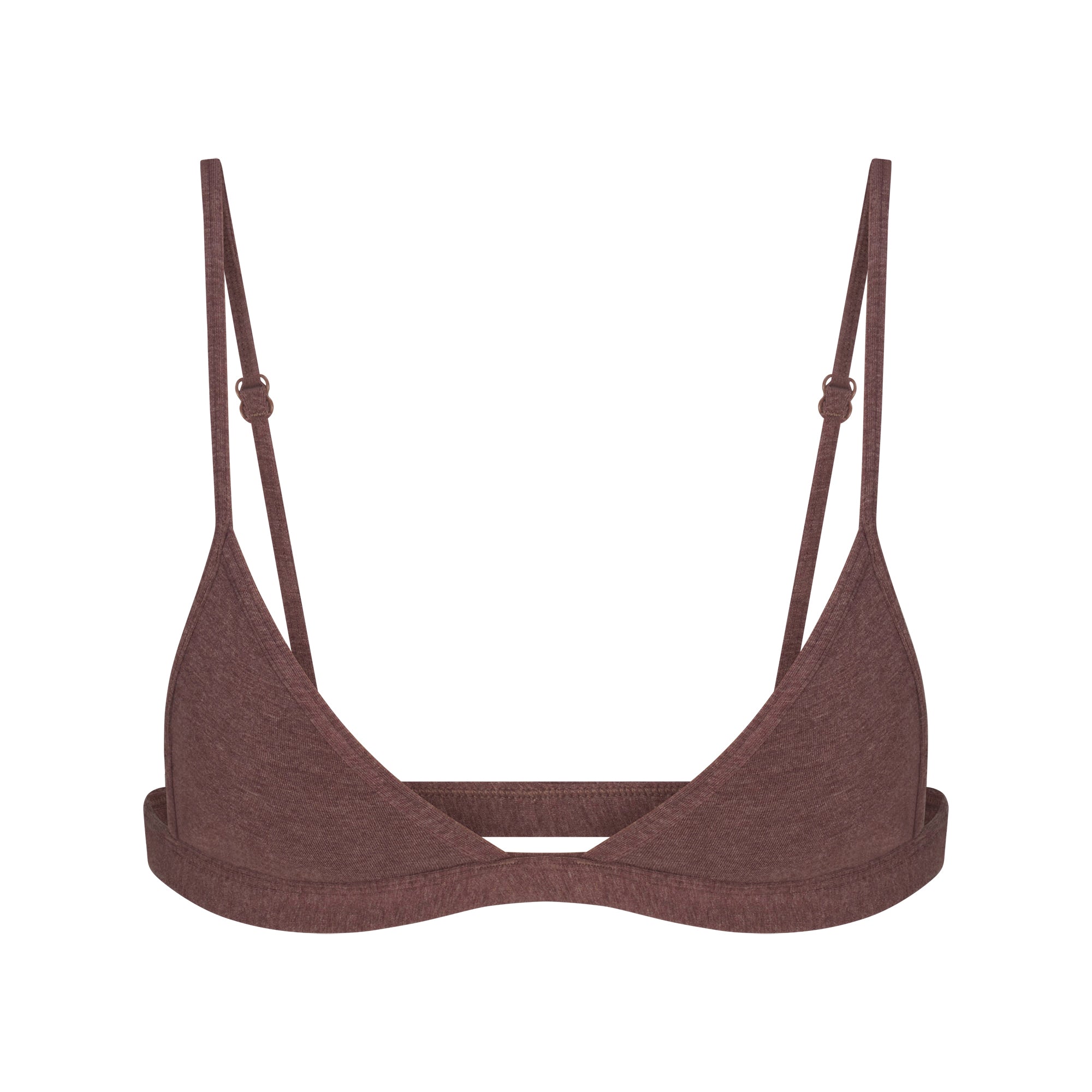 EVERYDAY COTTON TRIANGLE BRALETTE | COCOA HEATHER FLAT ON A WHITE BACKGROUND | FLT
