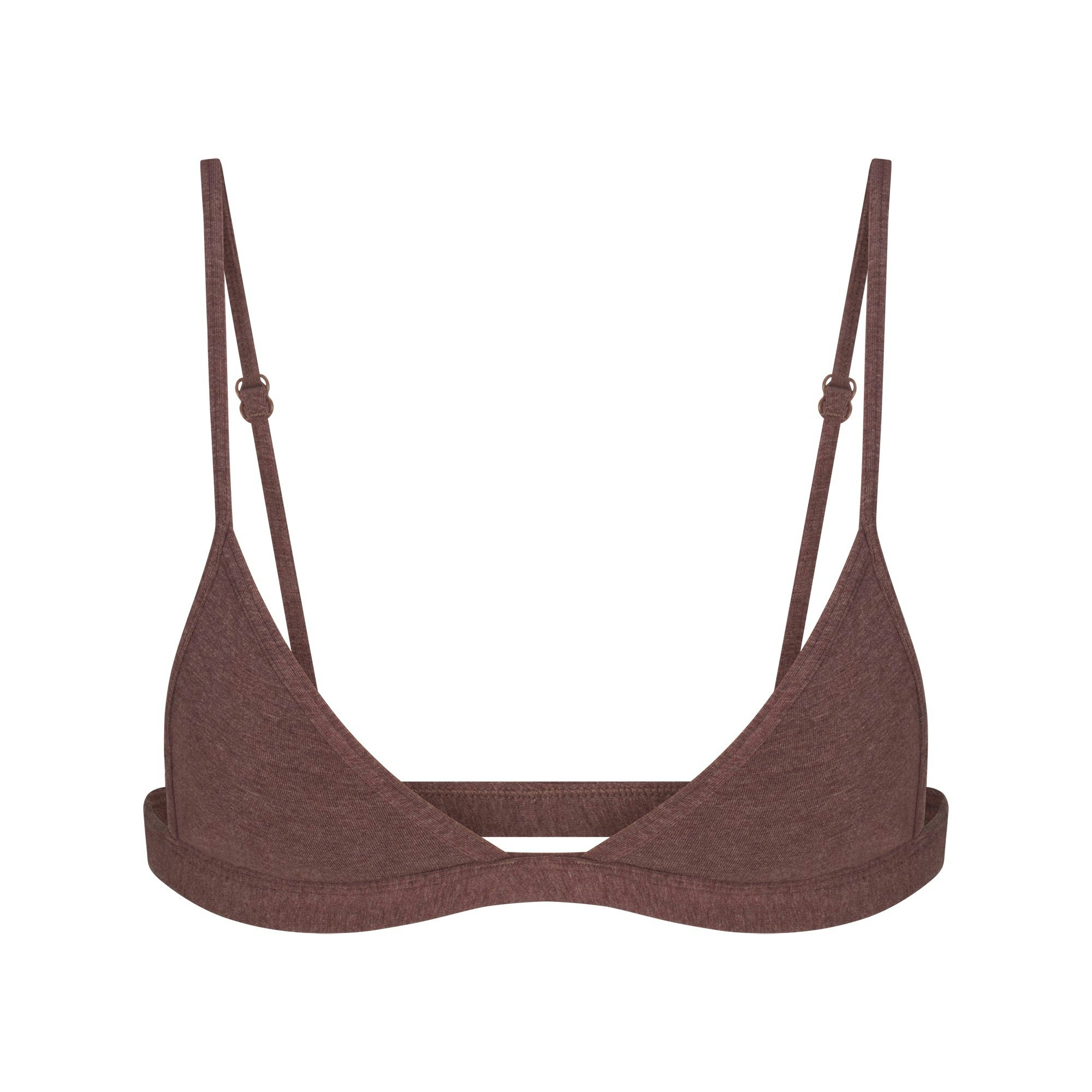 EVERYDAY COTTON TRIANGLE BRALETTE | COCOA HEATHER FLAT ON A WHITE BACKGROUND | FLT