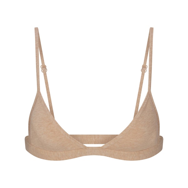 EVERYDAY COTTON TRIANGLE BRALETTE | CLAY HEATHER FLAT ON A WHITE BACKGROUND | FLT