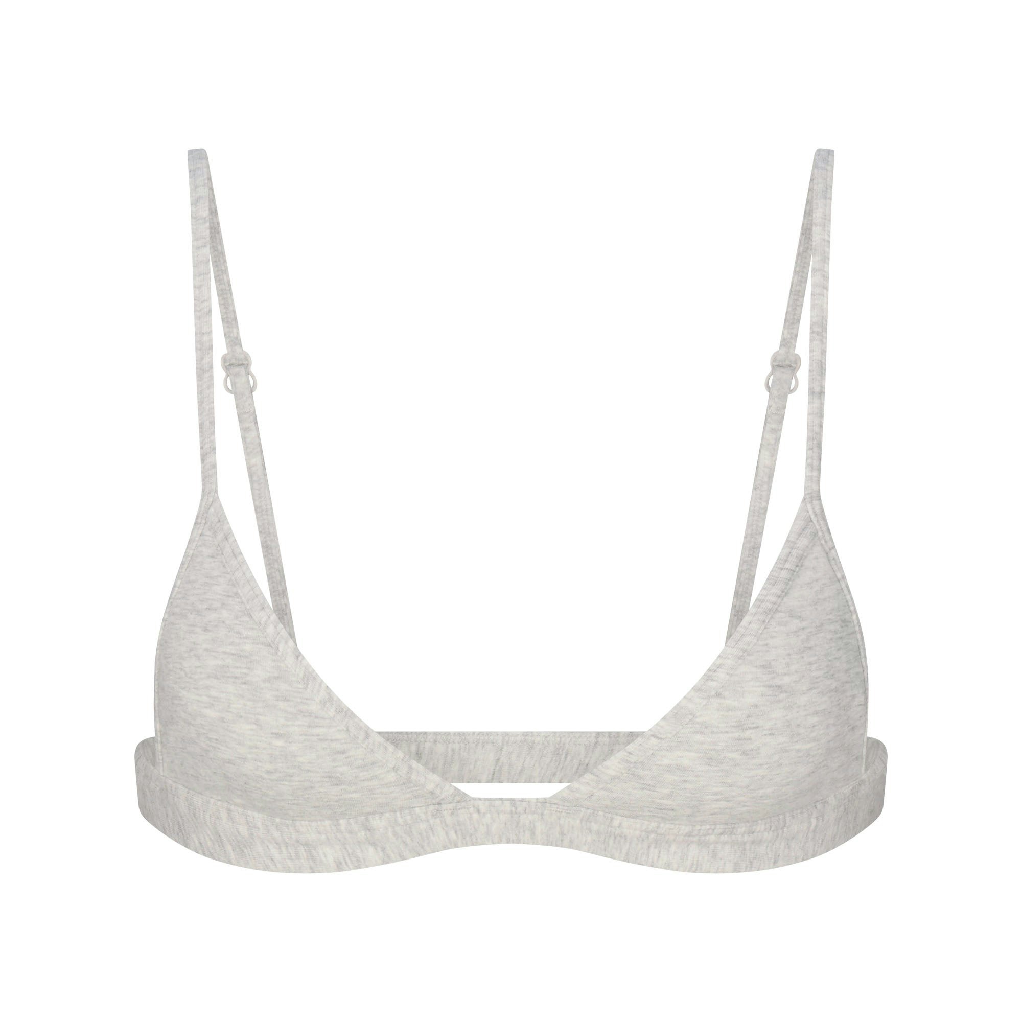 EVERYDAY COTTON TRIANGLE BRALETTE | LIGHT HEATHER GREY FLAT ON A WHITE BACKGROUND | FLT