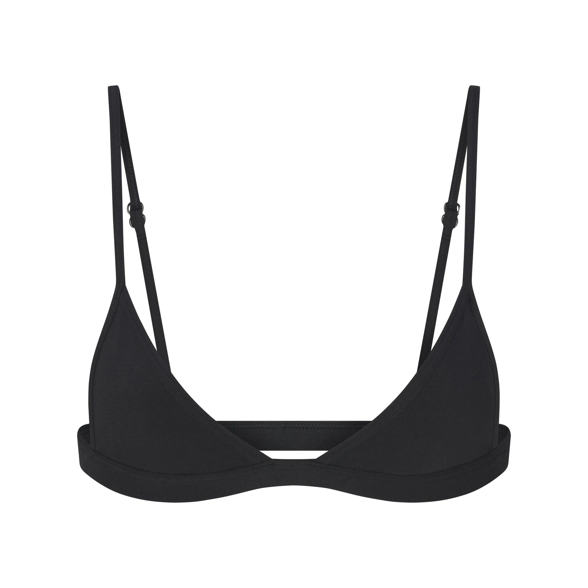 EVERYDAY COTTON TRIANGLE BRALETTE | ONYX FLAT ON A WHITE BACKGROUND | FLT