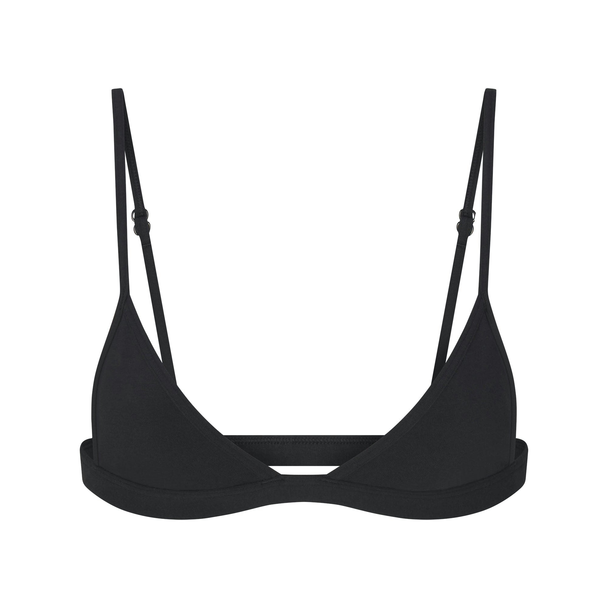 EVERYDAY COTTON TRIANGLE BRALETTE | ONYX FLAT ON A WHITE BACKGROUND | FLT