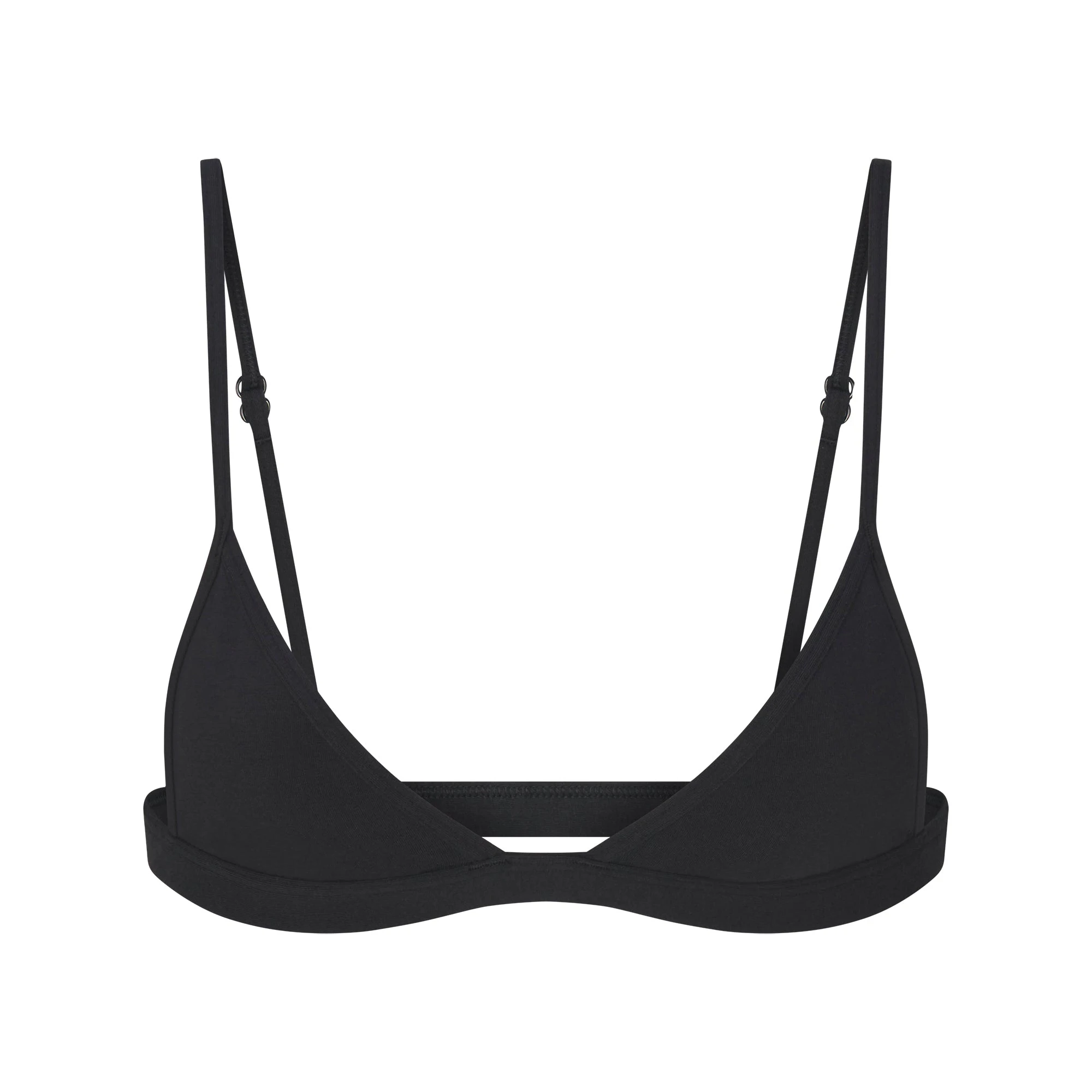 EVERYDAY COTTON TRIANGLE BRALETTE | ONYX FLAT ON A WHITE BACKGROUND | FLT