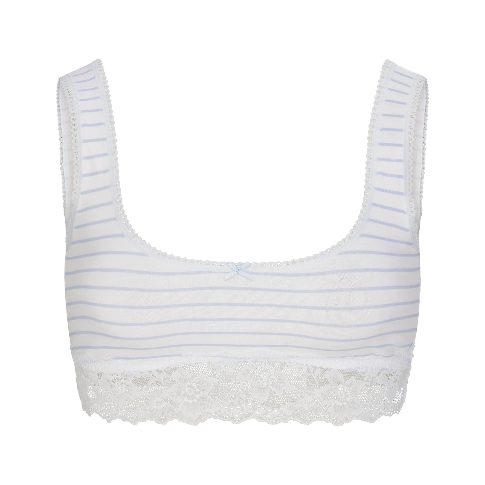 LIGHTWEIGHT COTTON LACE SCOOP BRALETTE | AIRSPACE LAGUNA STRIPE FLAT ON A WHITE BACKGROUND | FLT