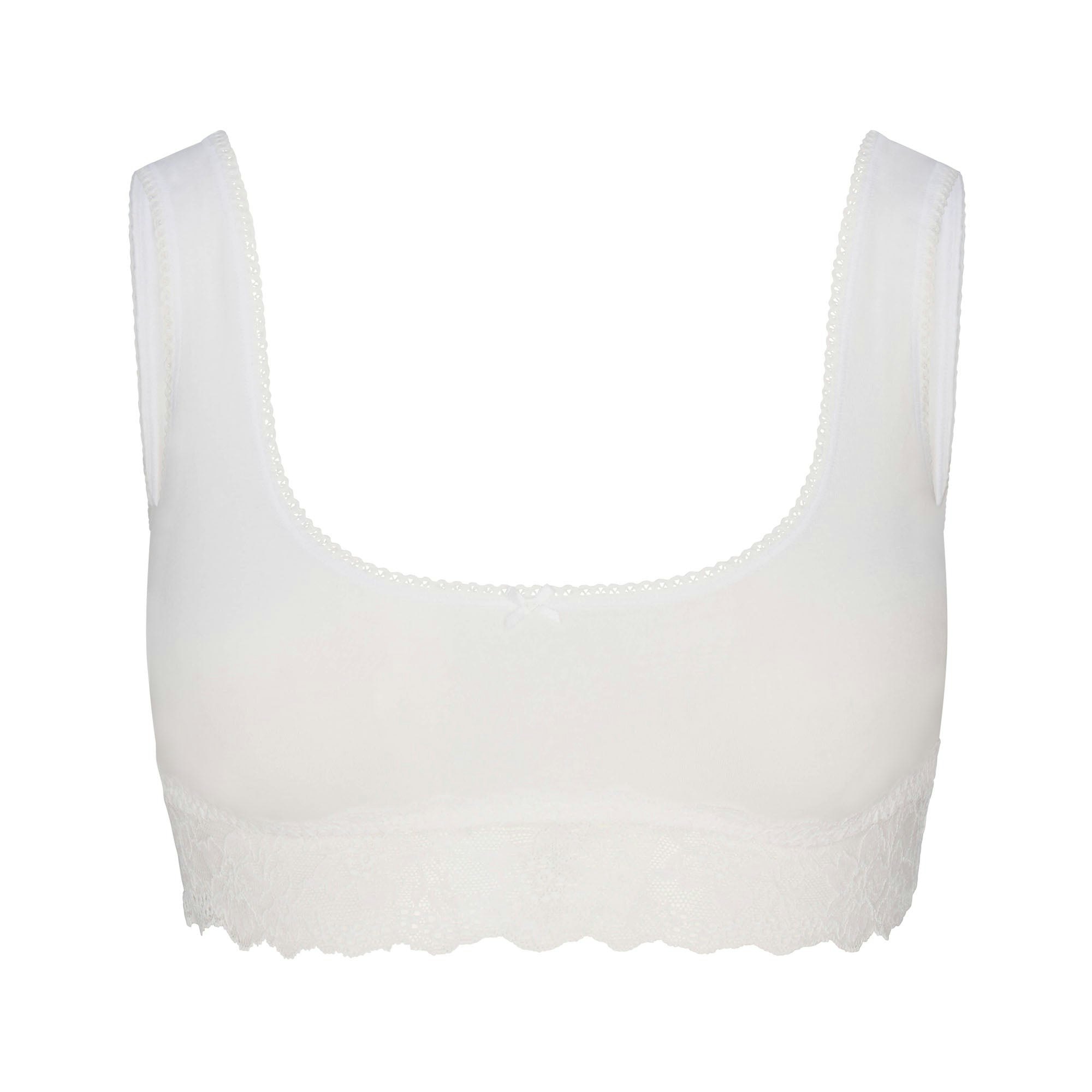 LIGHTWEIGHT COTTON LACE LONGLINE SCOOP BRALETTE | SNOW FLAT ON A WHITE BACKGROUND | FLT