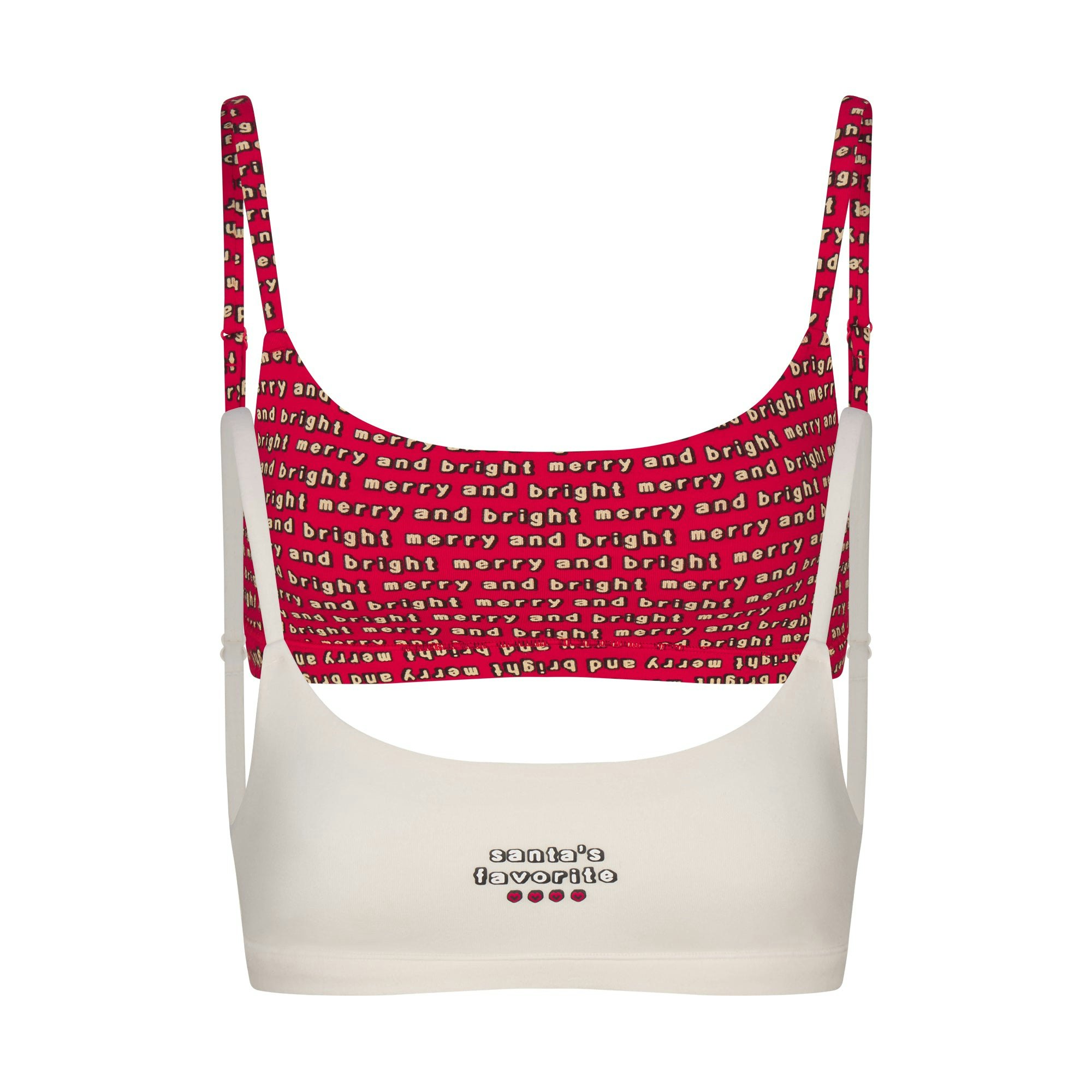 CACTUS PLANT FLEA MARKET X SKIMS COTTON JERSEY SCOOP BRALETTE 2-PACK | MARBLE AND RED MULTI FLAT ON A WHITE BACKGROUND | FLT @ | FOCUS: 0.0, 1.0, 0.9