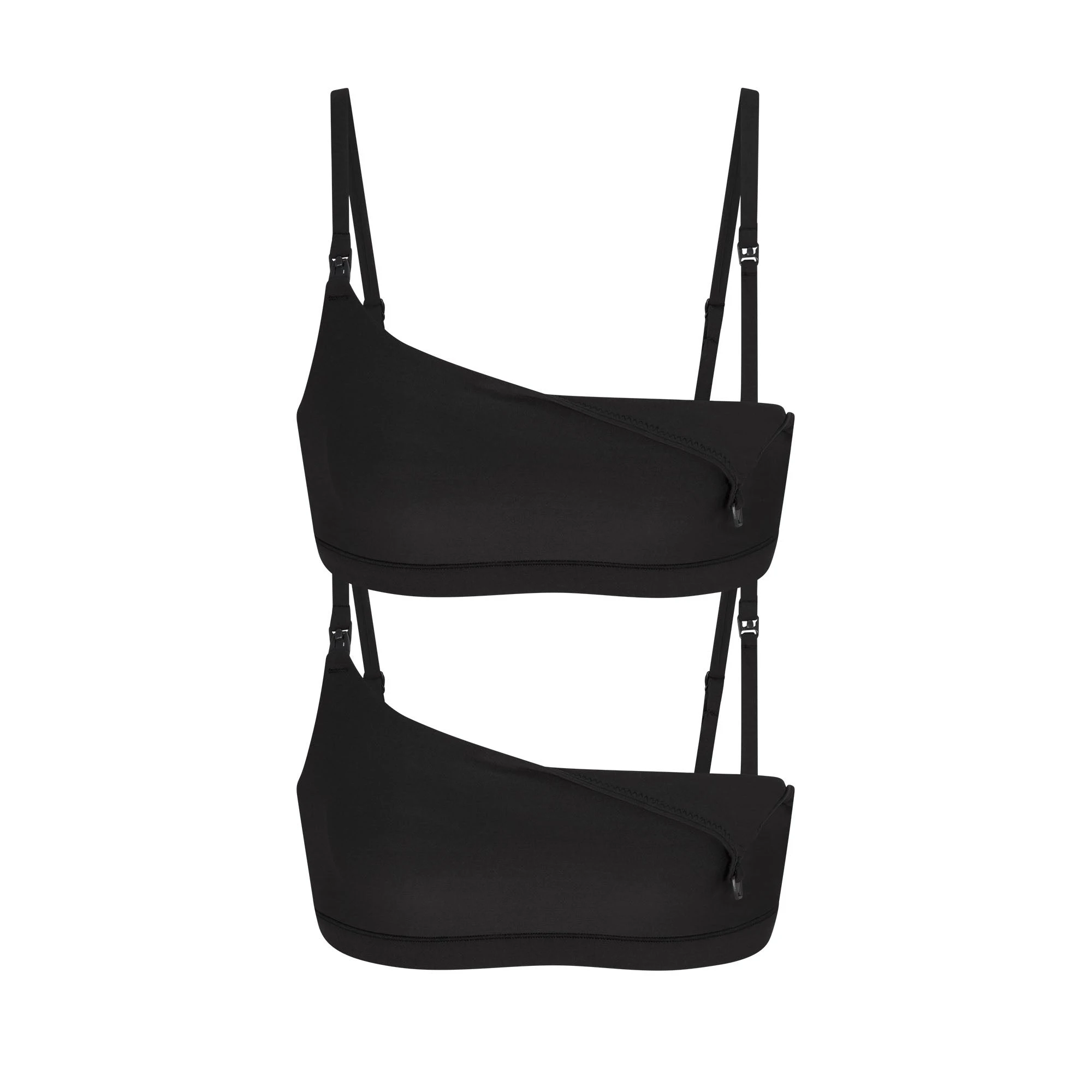 FITS EVERYBODY MATERNITY NURSING SCOOP BRALETTE 2-PACK | ONYX FLAT ON A WHITE BACKGROUND | FLT